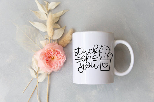 Stuck on You - Valentine's Coffee Mug - Plant Lover Gift