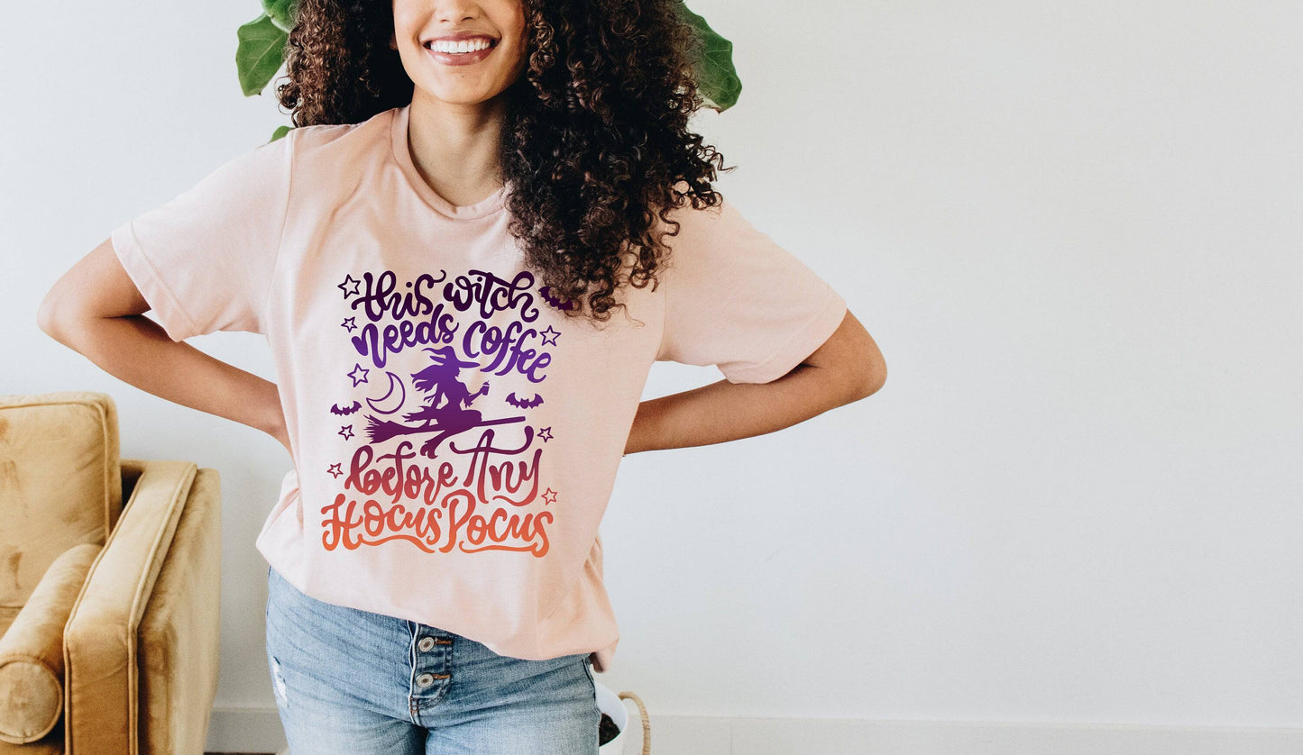 This Witch Needs Coffee - Halloween Shirt for Women
