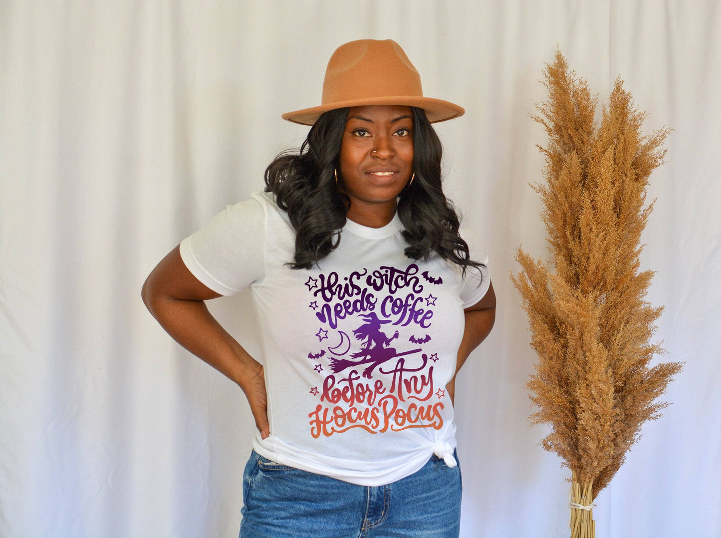 This Witch Needs Coffee - Halloween Shirt for Women
