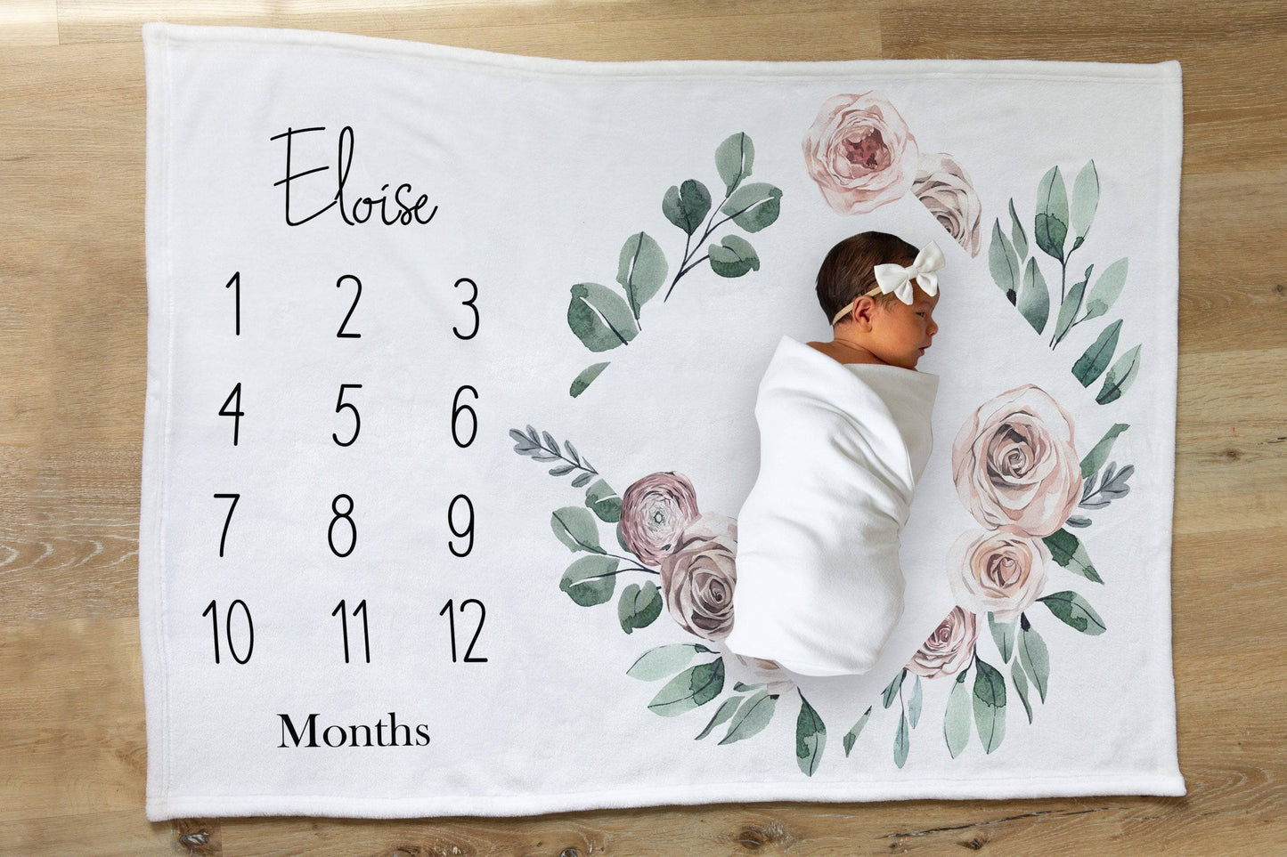 Vintage Floral Baby Milestone Blanket