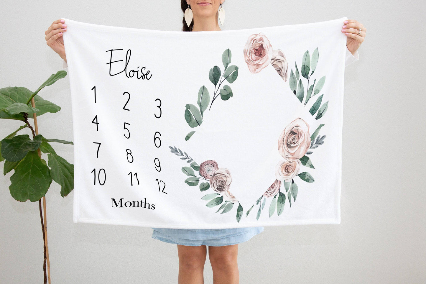 Vintage Floral Baby Milestone Blanket