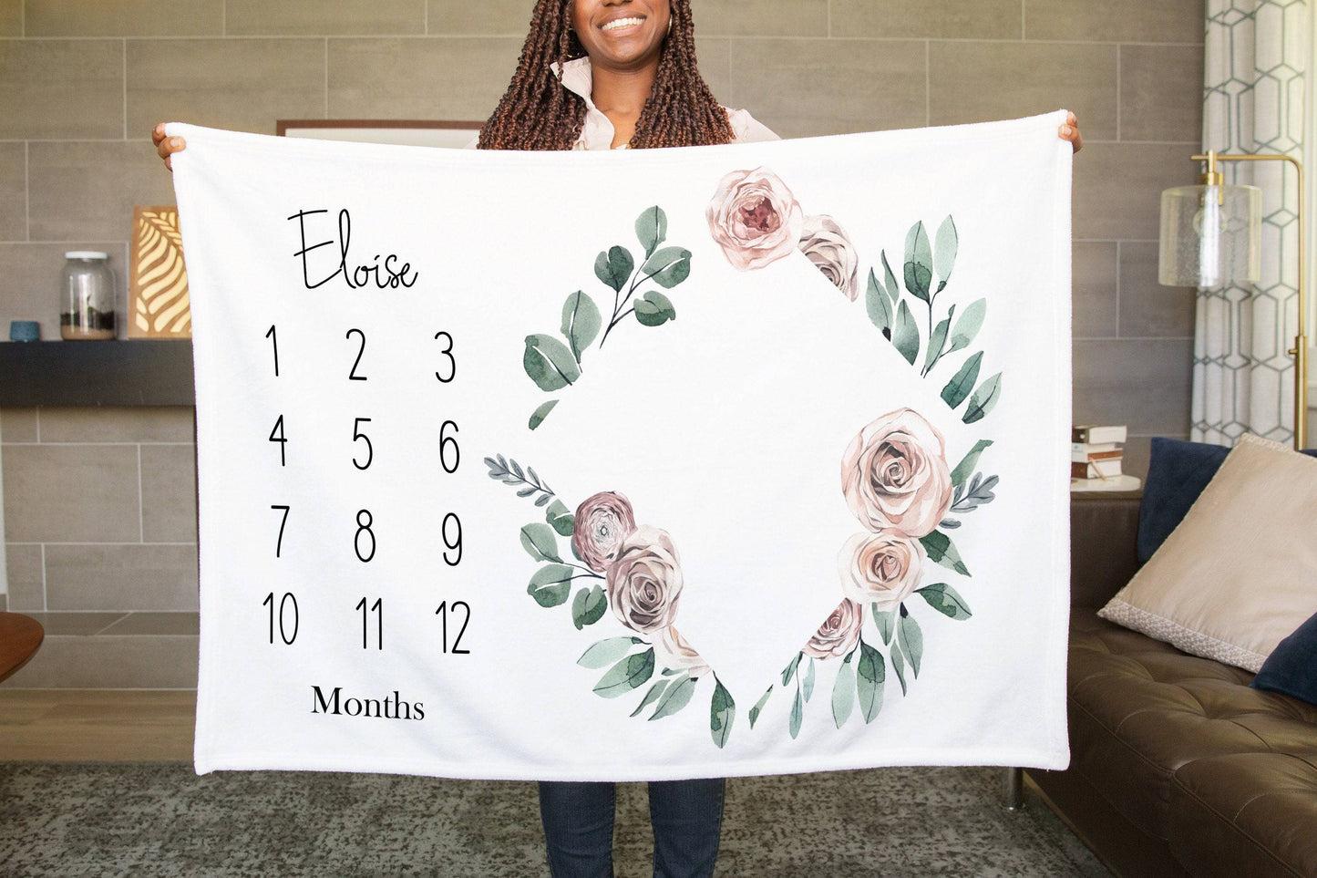 Vintage Floral Baby Milestone Blanket