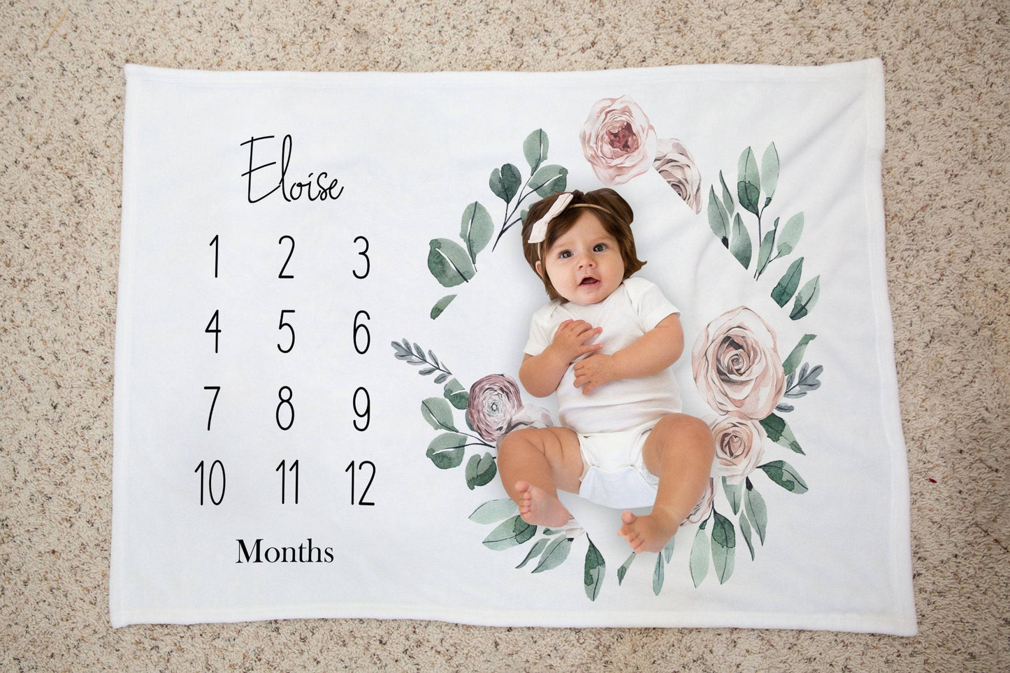 Vintage Floral Baby Milestone Blanket