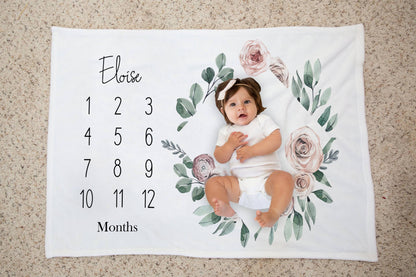 Vintage Floral Baby Milestone Blanket