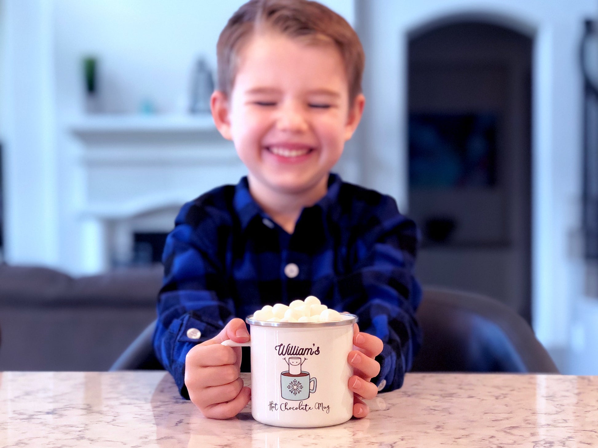 Personalized Hot Chocolate Mug | Blue Design | Christmas Gift For Kids - Stick'em Up Baby®