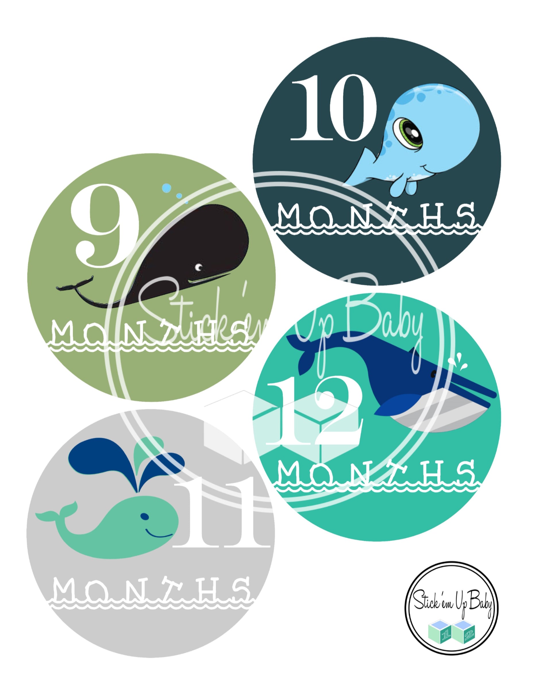 Whales | Monthly Baby Stickers | Stick’em Up Baby™ - Stick'em Up Baby®