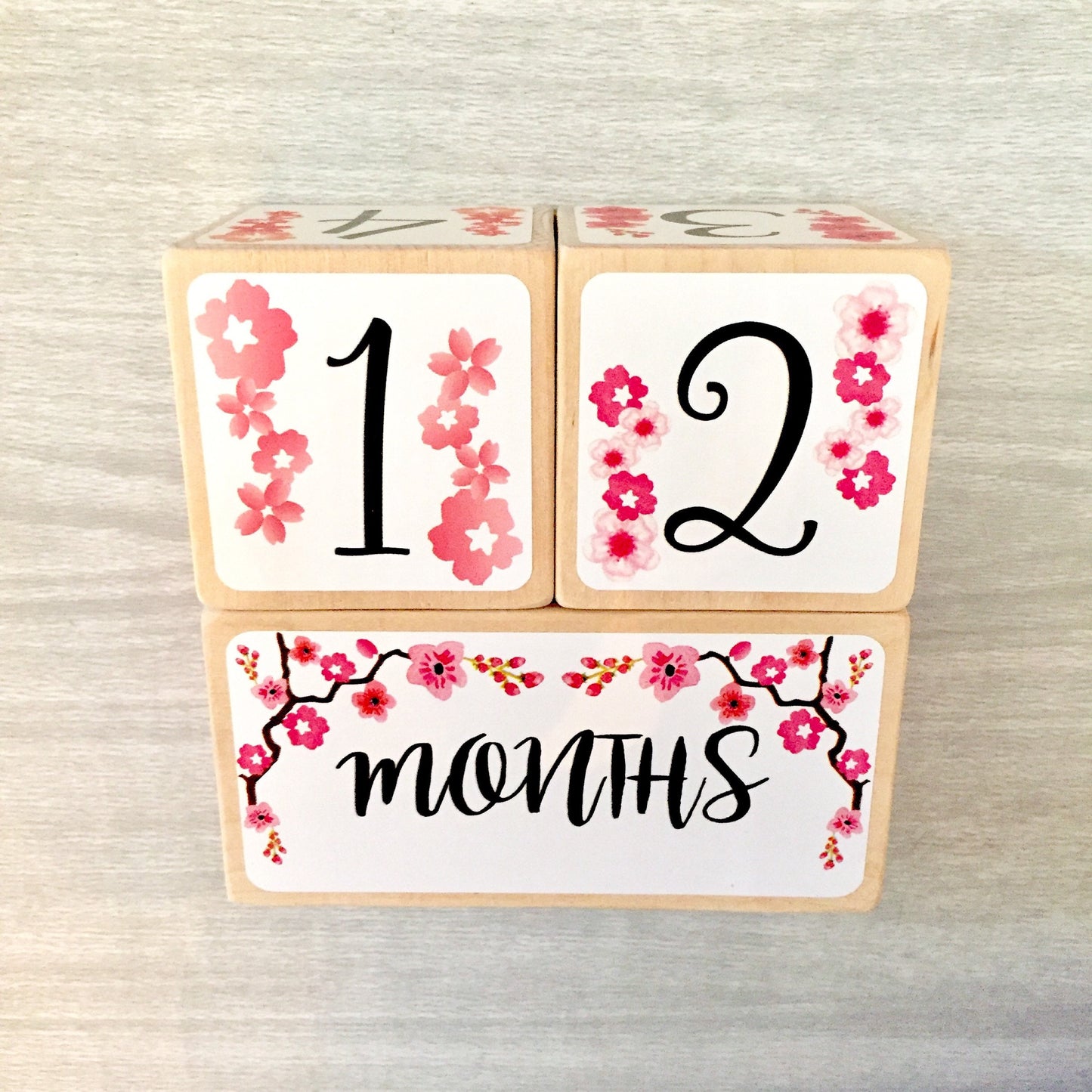 Baby Milestone Blocks - Cherry Blossom Flowers - Stick'em Up Baby®