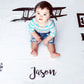 Airplane Baby Milestone Blanket - Baby Boy Gift - Stick'em Up Baby®