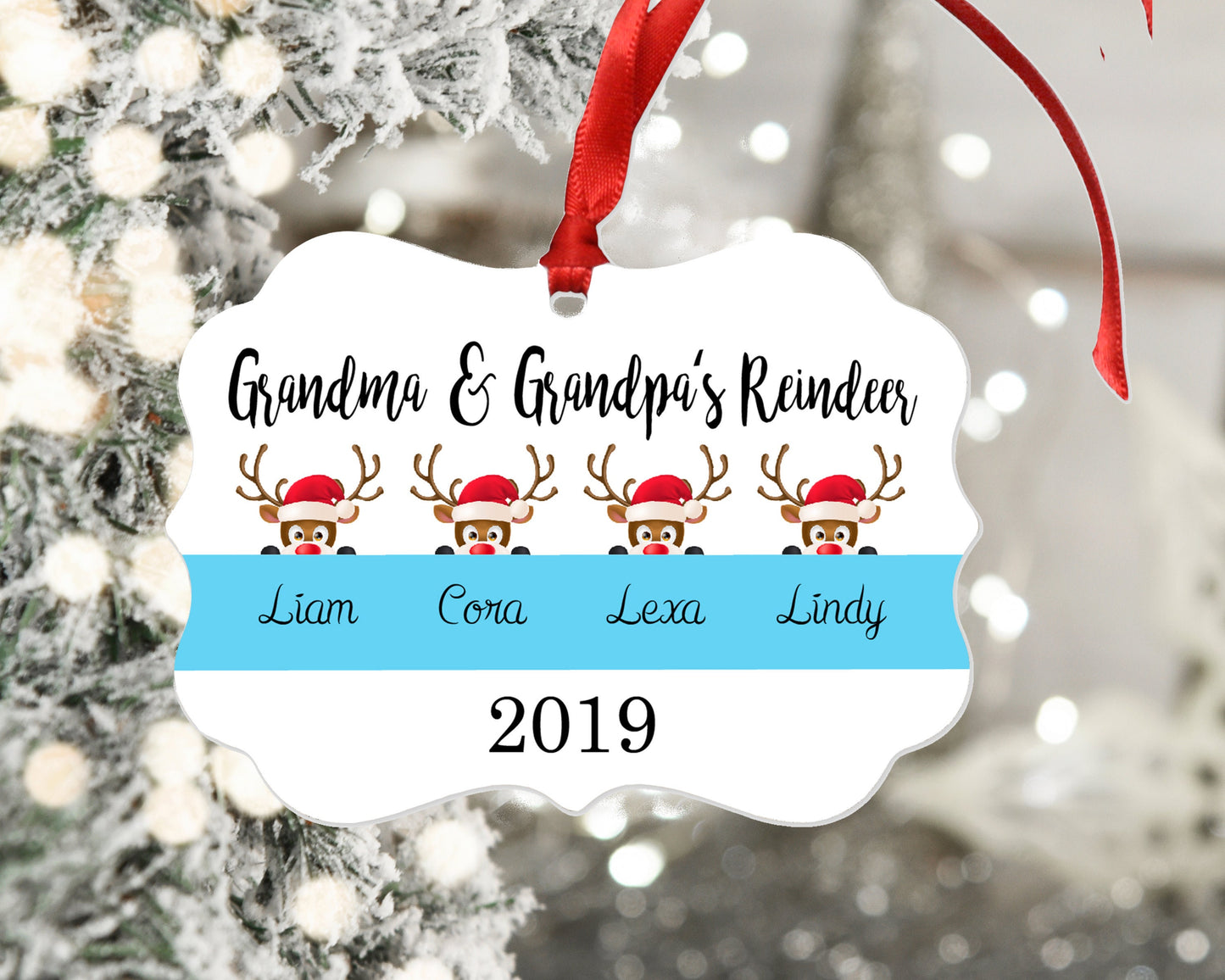 Grandma & Grandpa's Reindeer Ornament | Blue Design - Stick'em Up Baby®