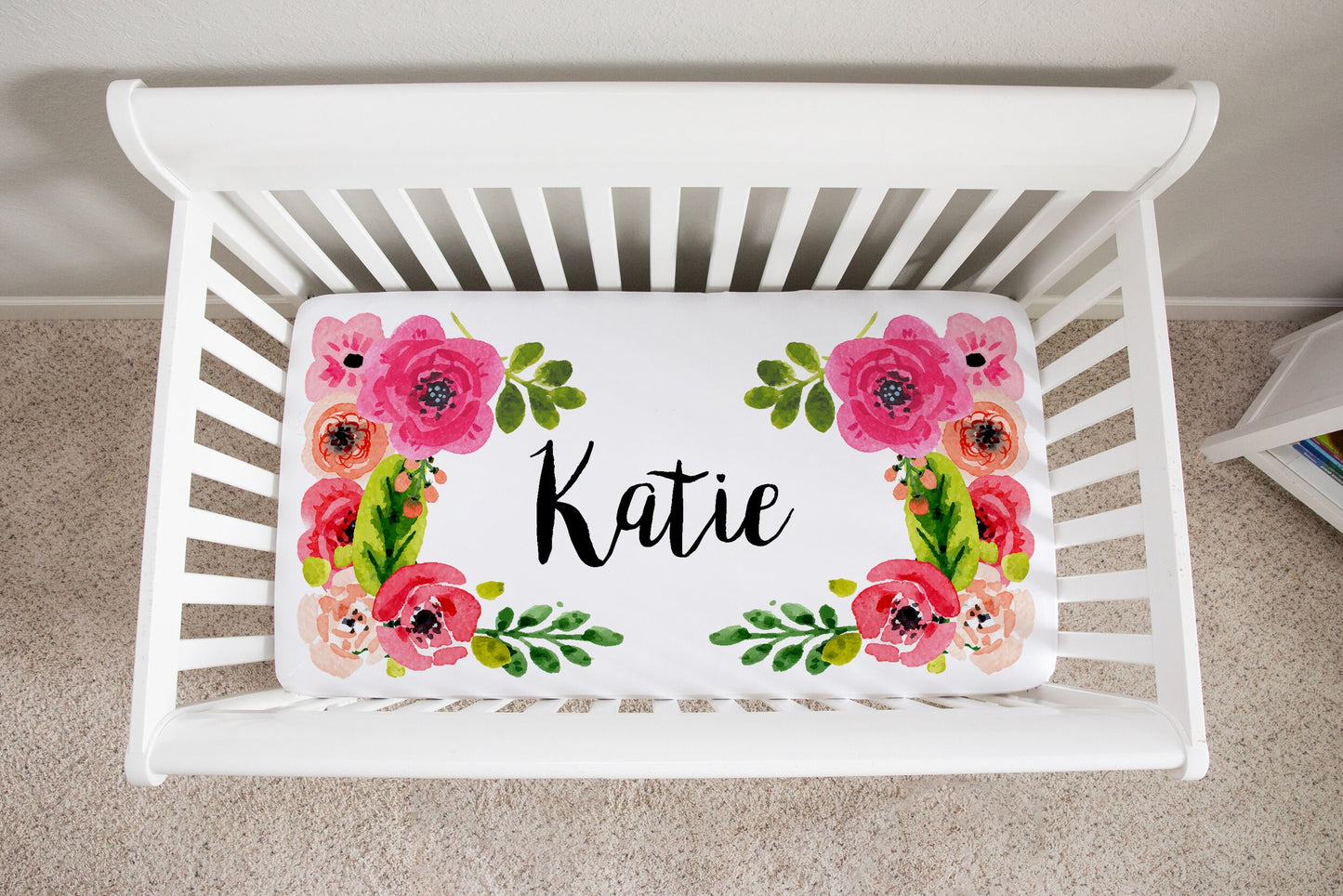 Personalized Floral Crib Sheet - Stick'em Up Baby®