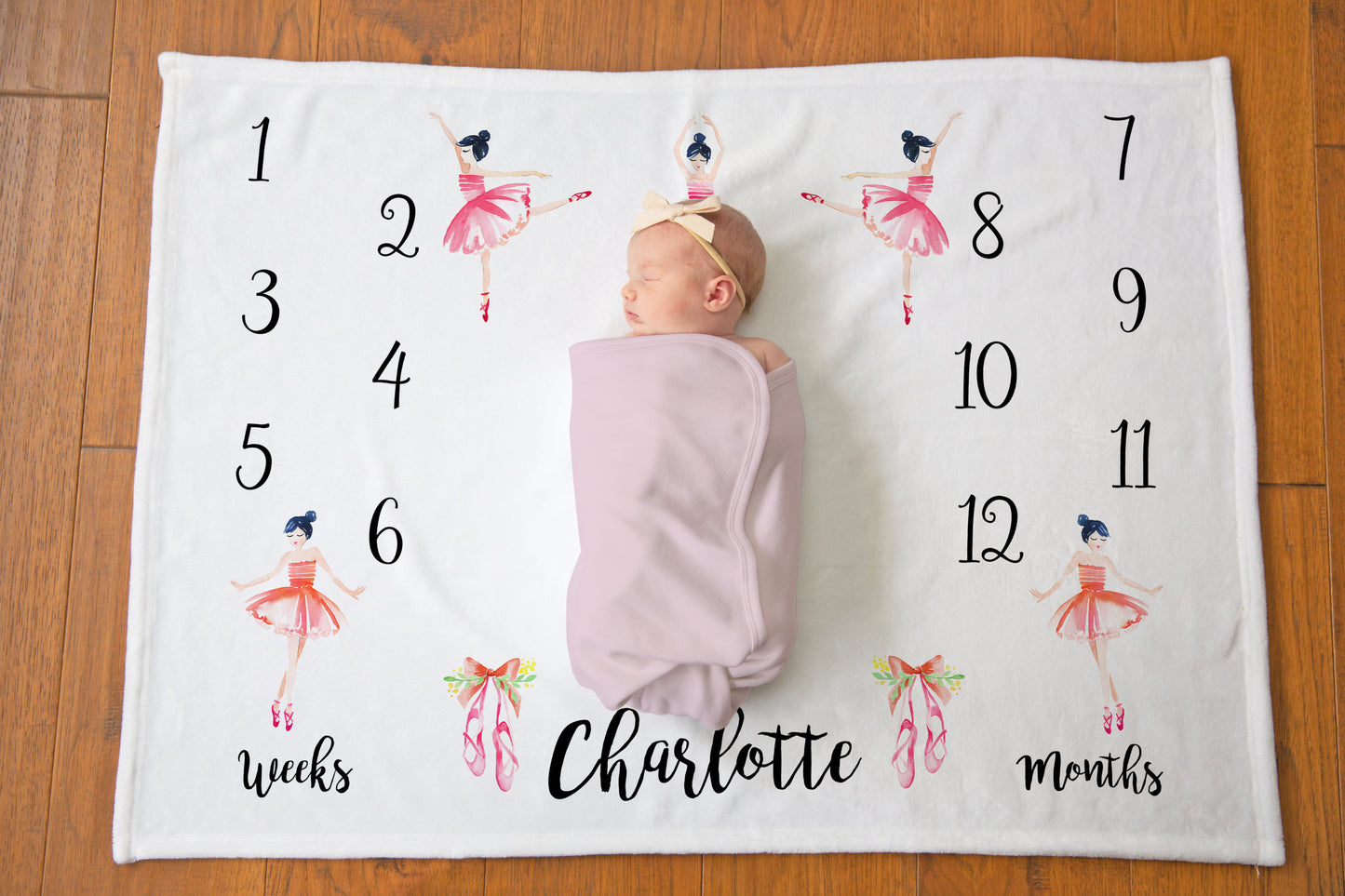 Ballerina Baby Milestone Blanket - Baby Girl Gift - Stick'em Up Baby®