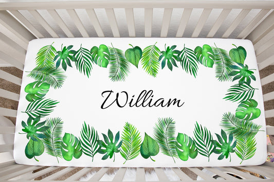 Tropical Palm Leaf Crib Sheet - Stick'em Up Baby®