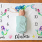 Mermaid Baby Milestone Blanket - Baby Girl Gift - Stick'em Up Baby®