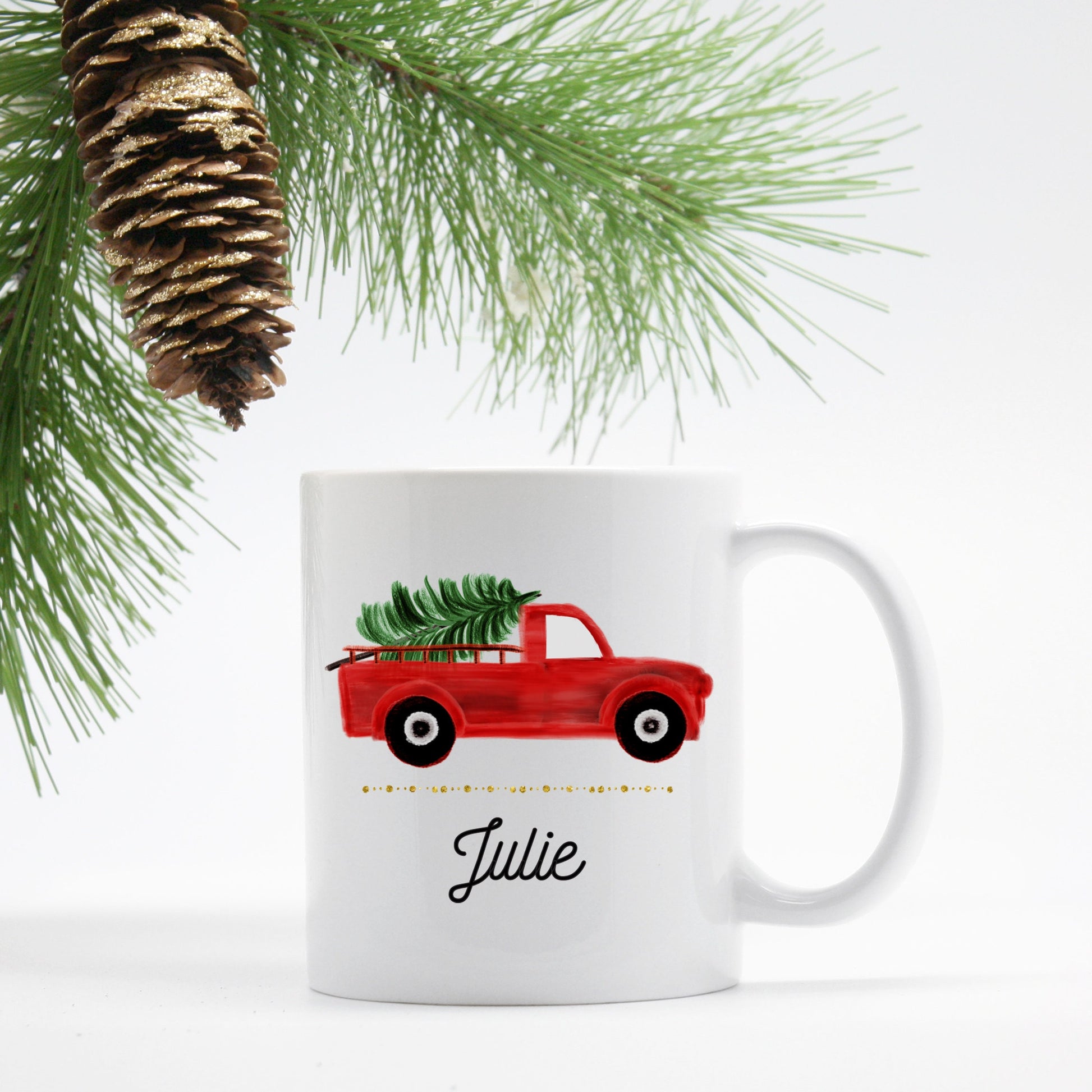 Personalized Red Truck Mug - Stick'em Up Baby®