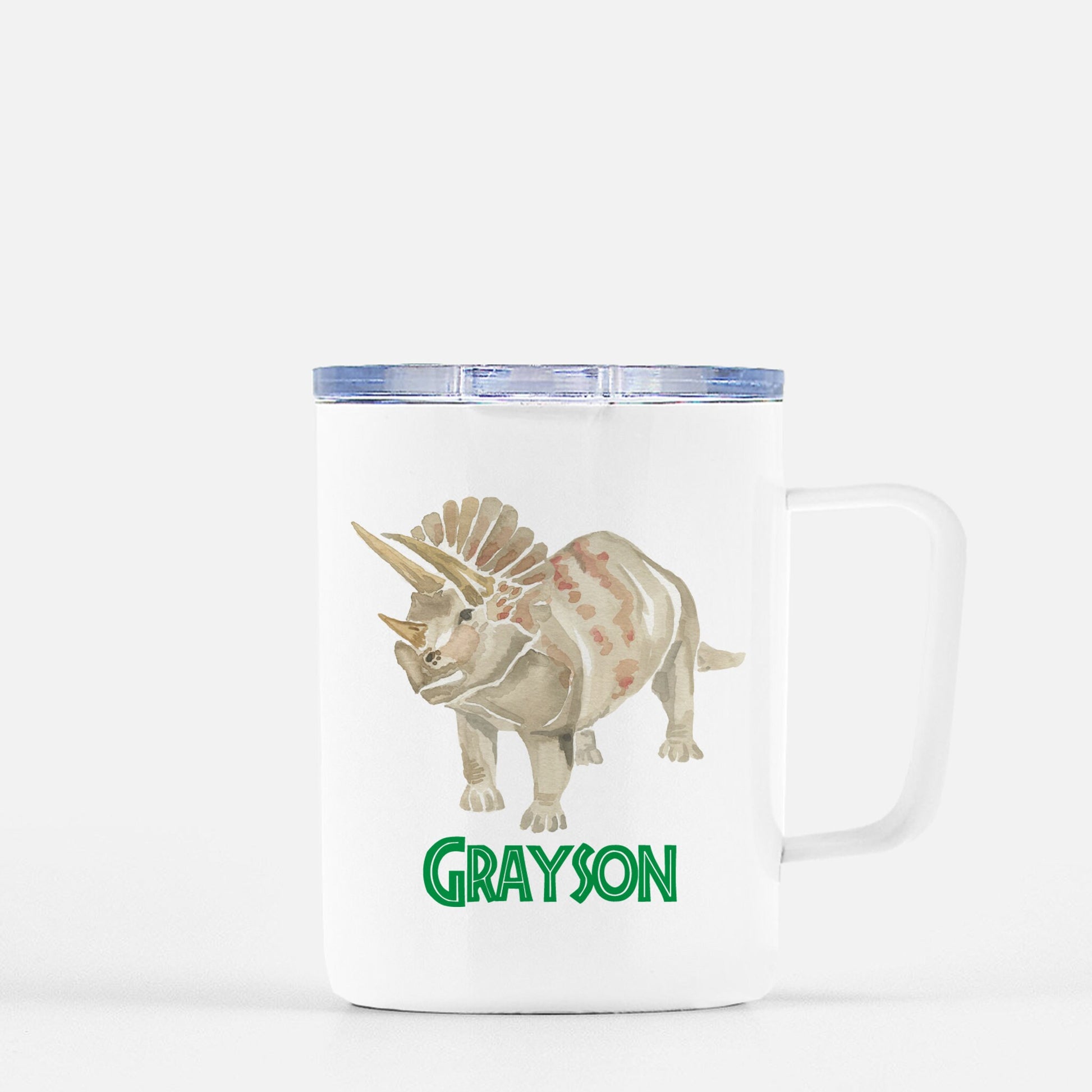 Personalized Triceratops Mug | Dinosaur Mug - Personalized Kids Dino Mug - Stick'em Up Baby®