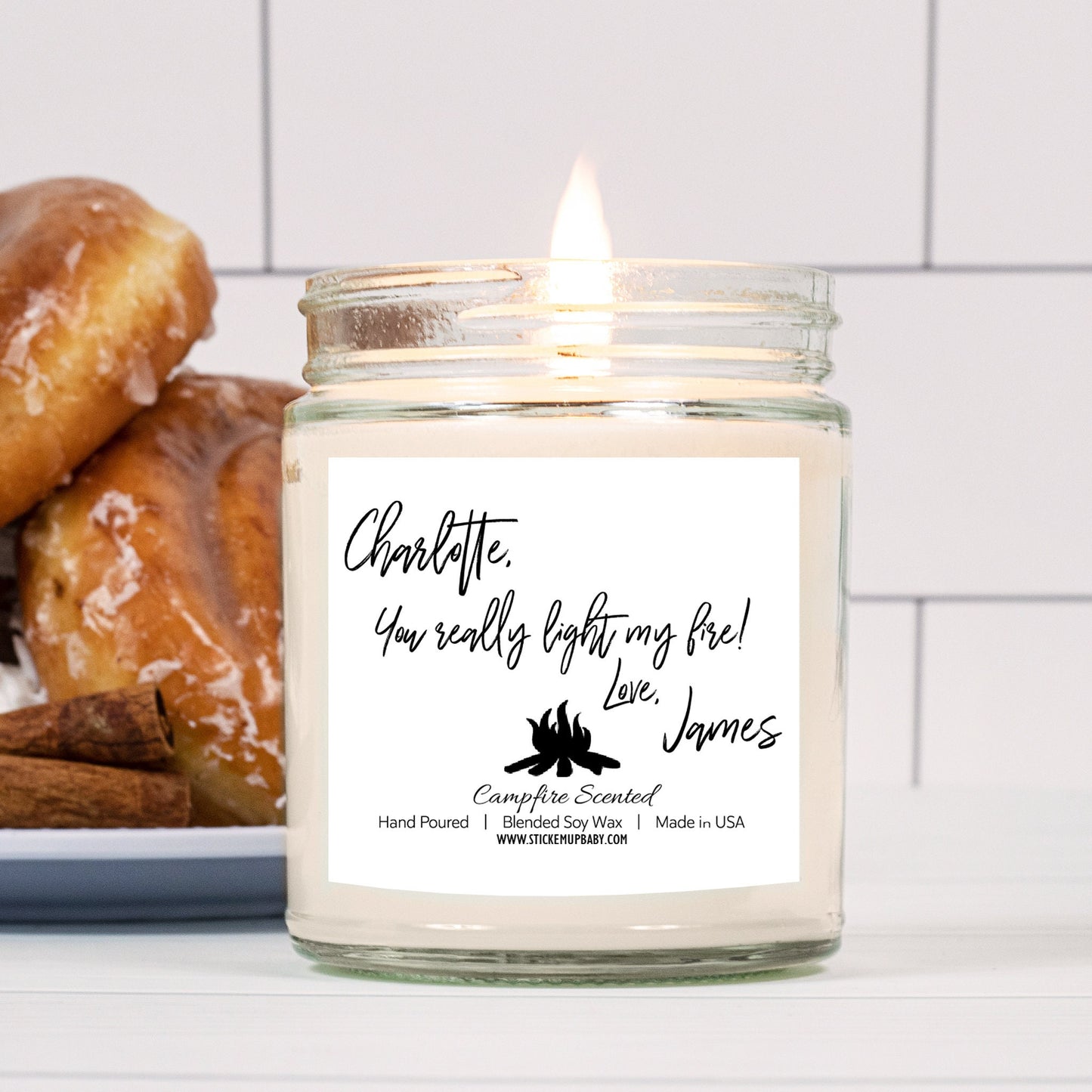 Personalized Candle Valentine's Gift - You Light My Fire