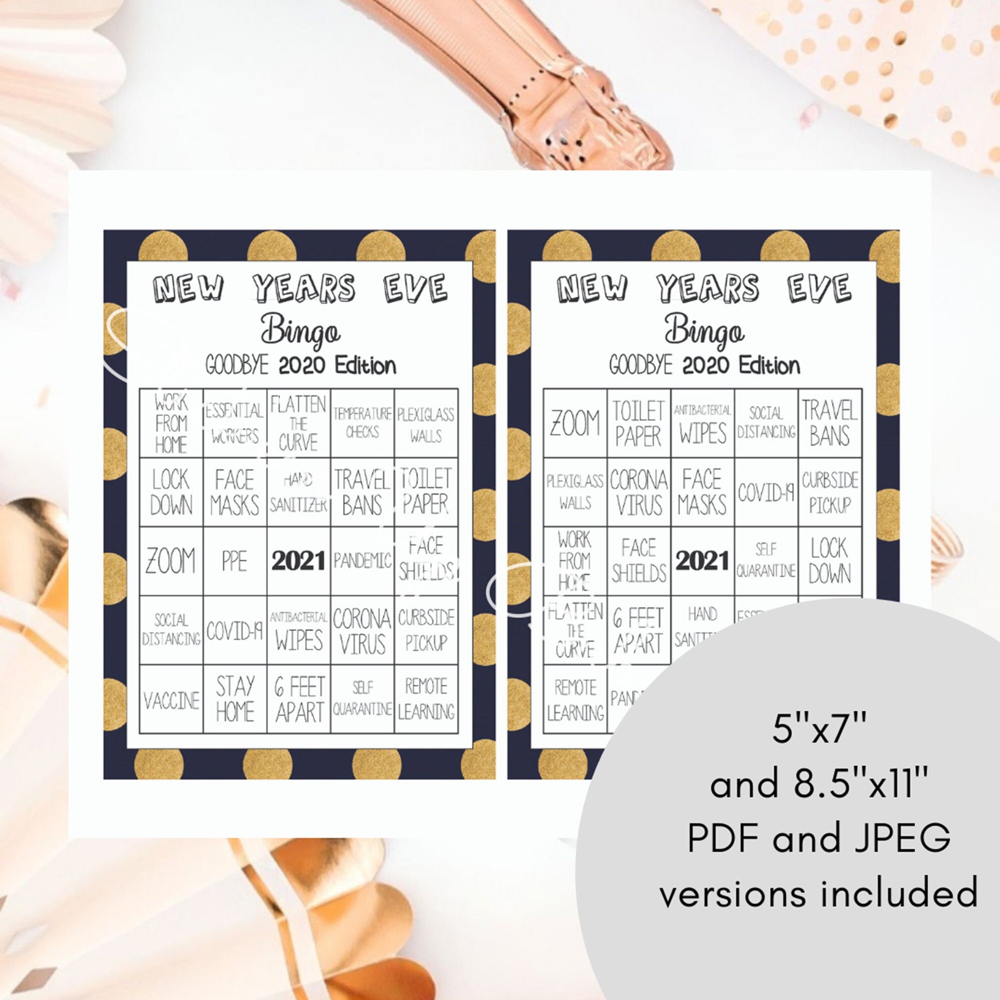 New Years Eve Decor - Family Games - Zoom - New Years Eve Games - 2020 Party Game - New Years Bingo 2020 - Funny Bingo Game - Bingo Game - Stick'em Up Baby®
