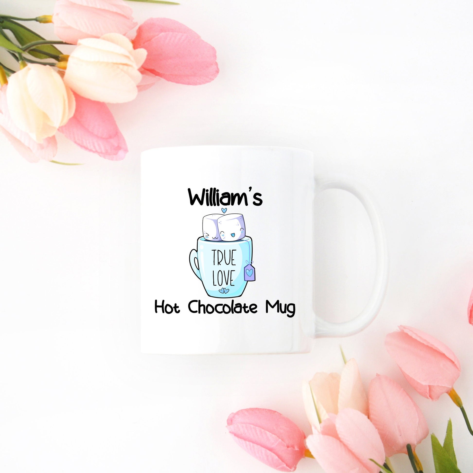 Personalized Hot Cocoa True Love Mug | Blue Design - Stick'em Up Baby®