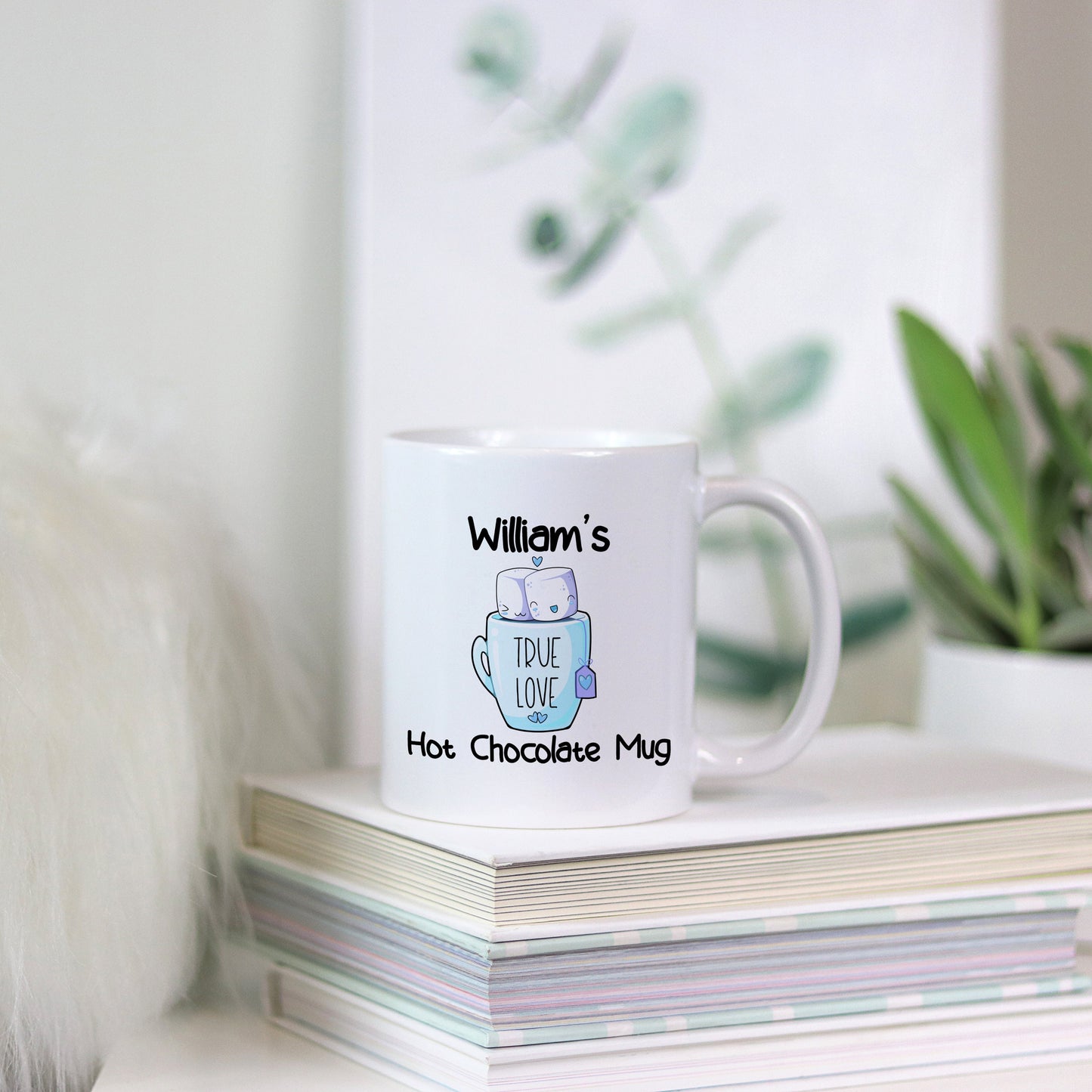 Personalized Hot Cocoa True Love Mug | Blue Design - Stick'em Up Baby®