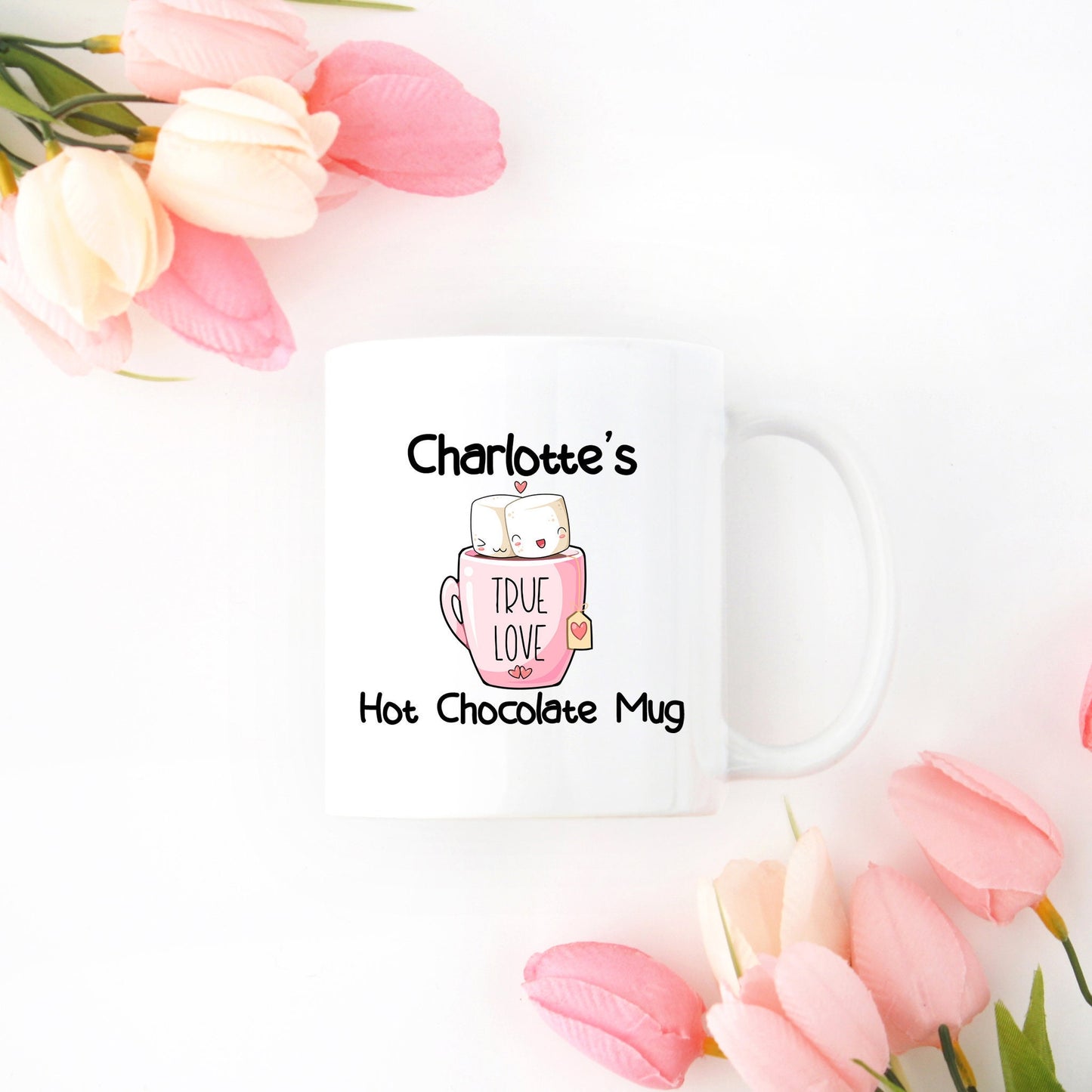 Personalized True Love Marshmallow Mug | Pink Design - Stick'em Up Baby®