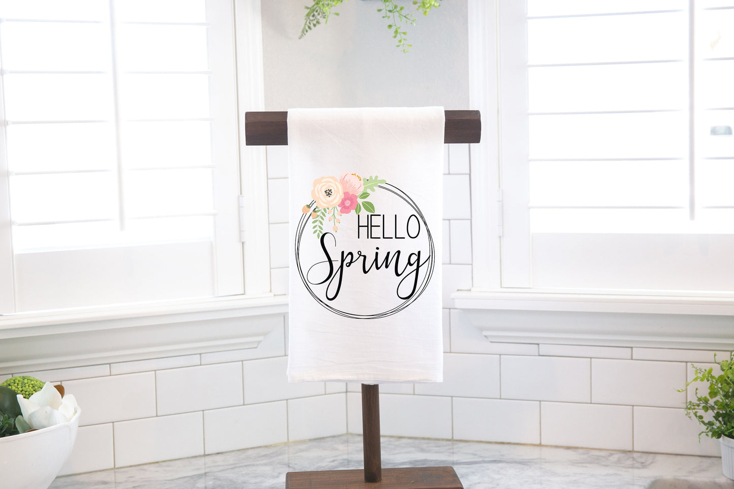 Hello Spring Tea Towel - Easter Decor - Stick'em Up Baby®