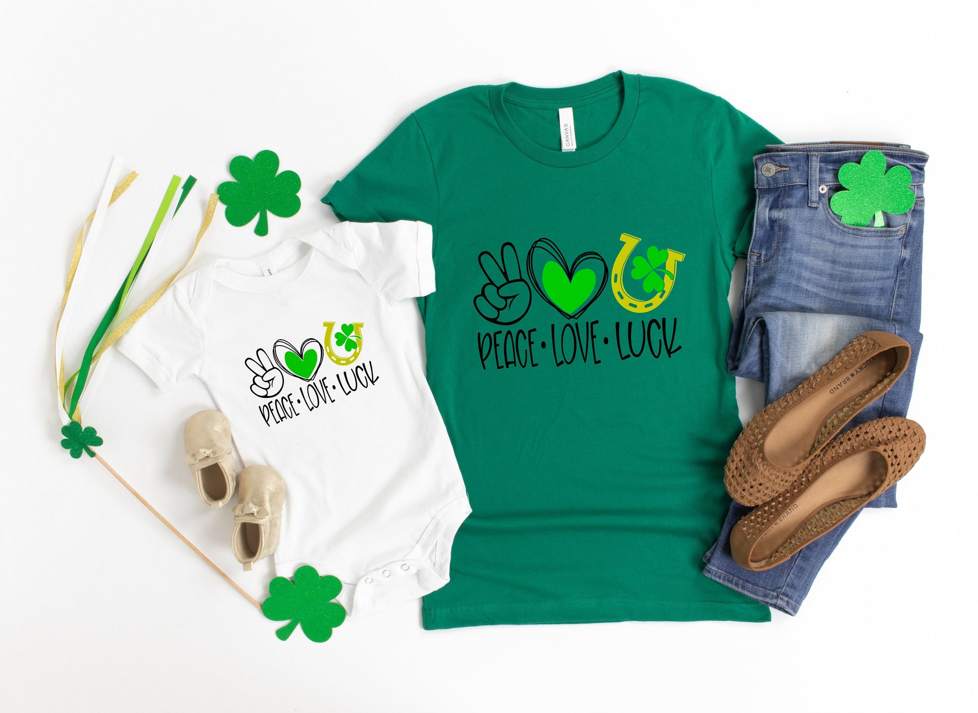 Peace Love Luck Shirt - Kids St. Paddy's Shirt - Stick'em Up Baby®