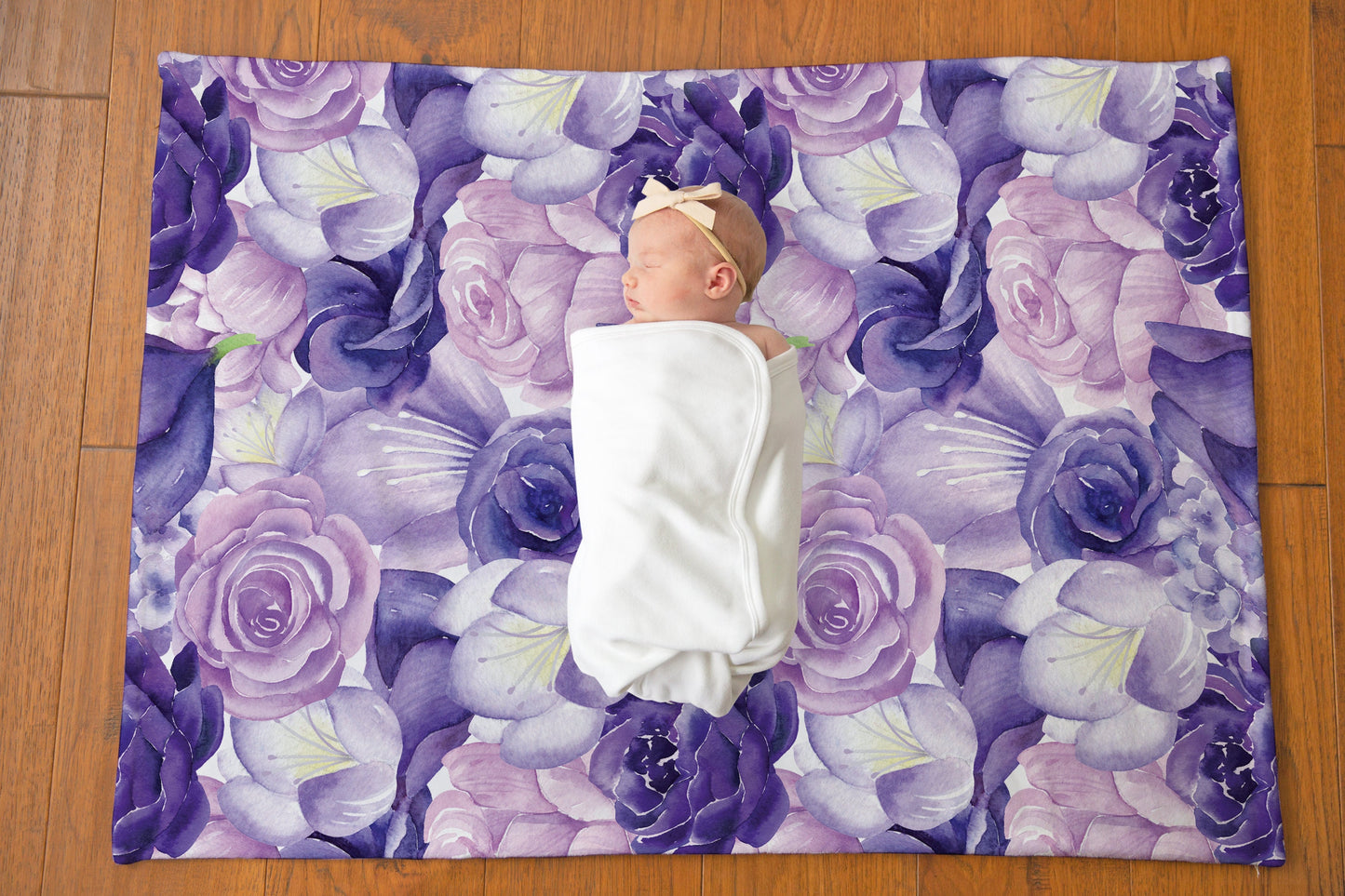 Baby Girl Floral Watercolor Baby Blanket Swaddle Blanket Receiving Blanket Baby Shower Gift Purple Nursery Decor Baby Gift Crib Blanket