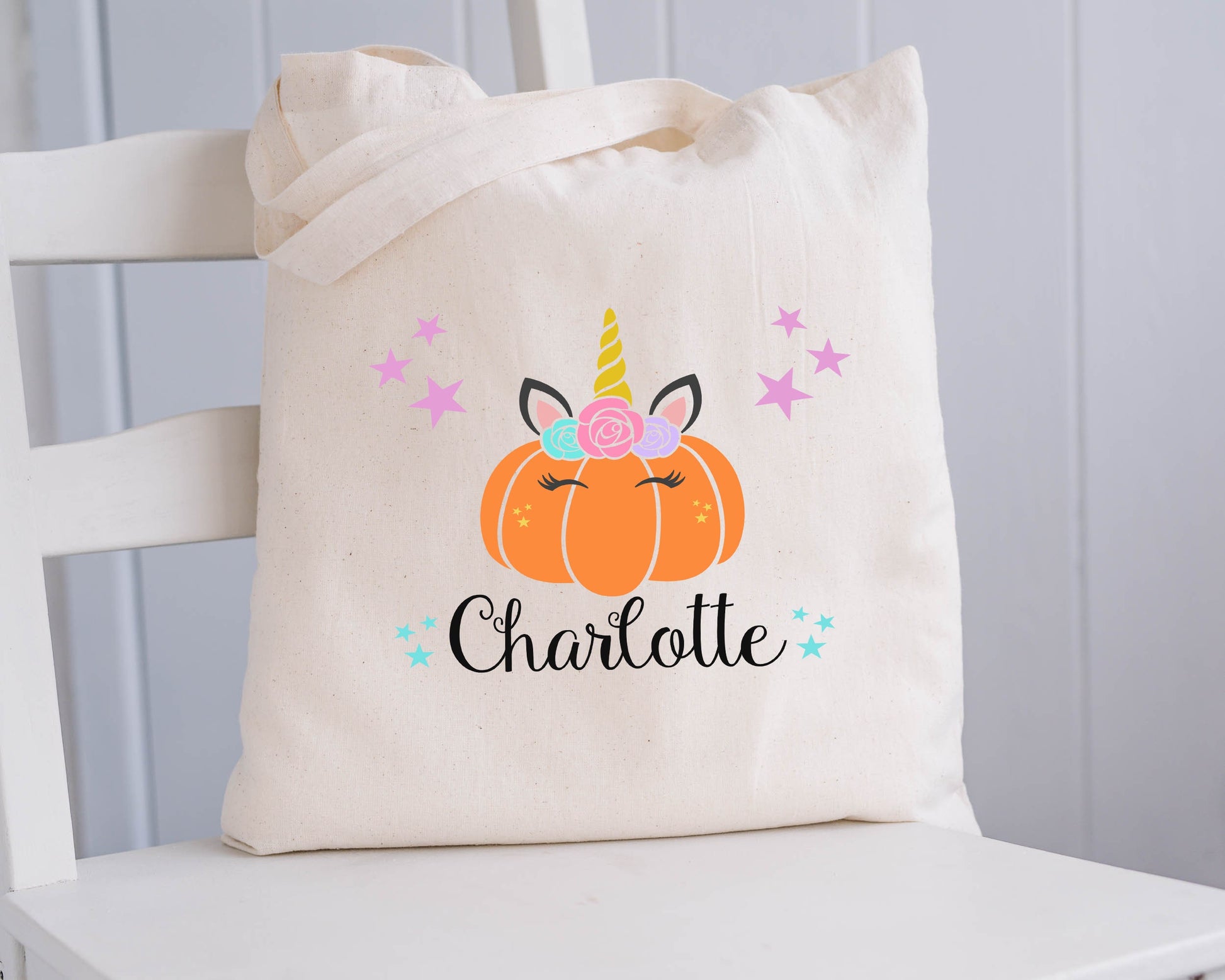 Trick or Treat Bags, Unicorn Pumpkin, Personalized Halloween Bag, Halloween Candy Bags, Halloween Treat Bags, Halloween Gift, Custom Tote