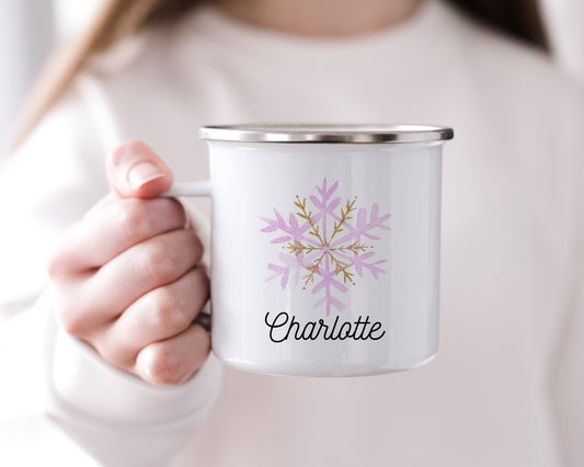 Personalized Pink Snowflake Mug - Stick'em Up Baby®