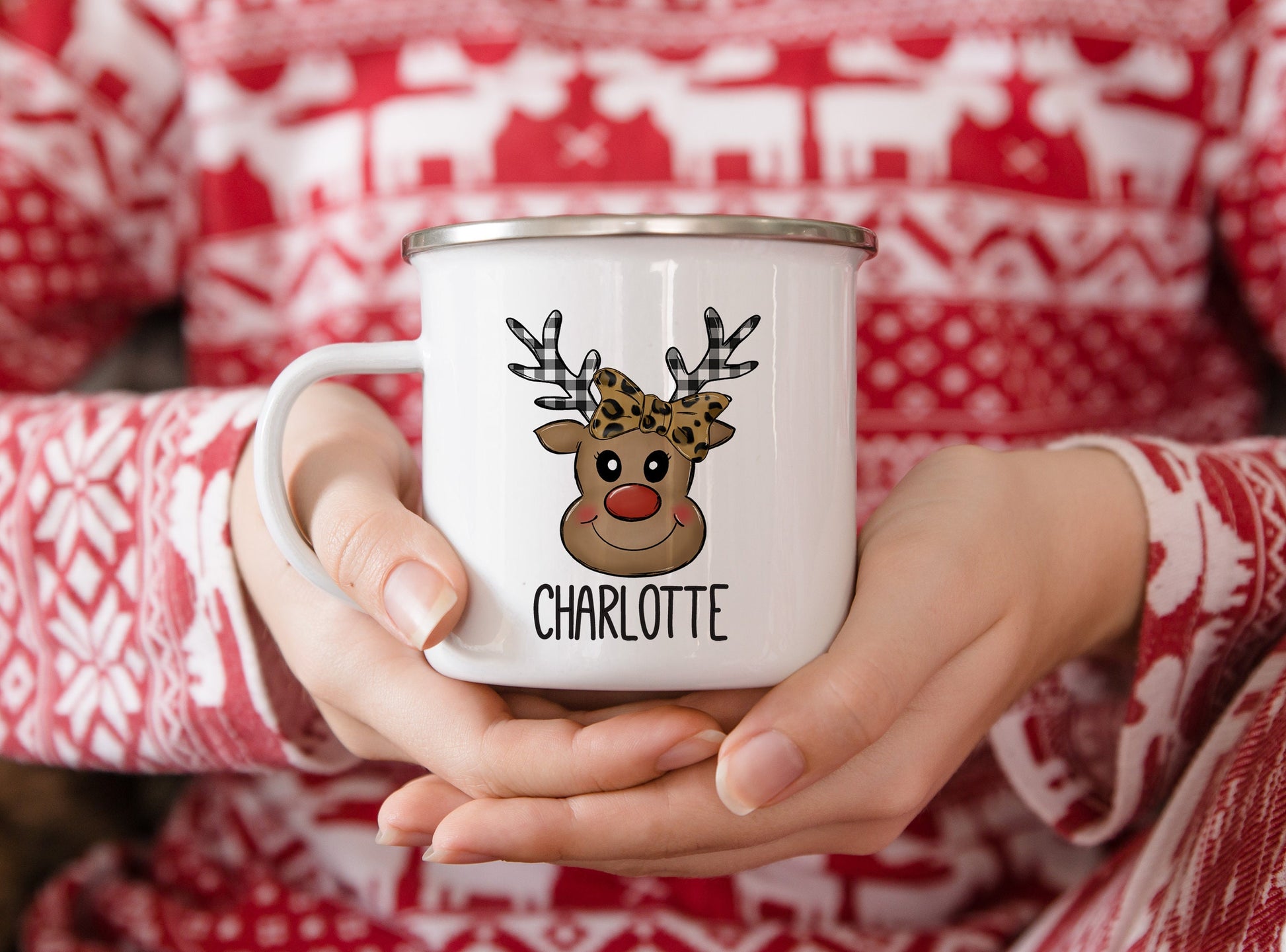 Personalized Girl Reindeer Mug - Stick'em Up Baby®