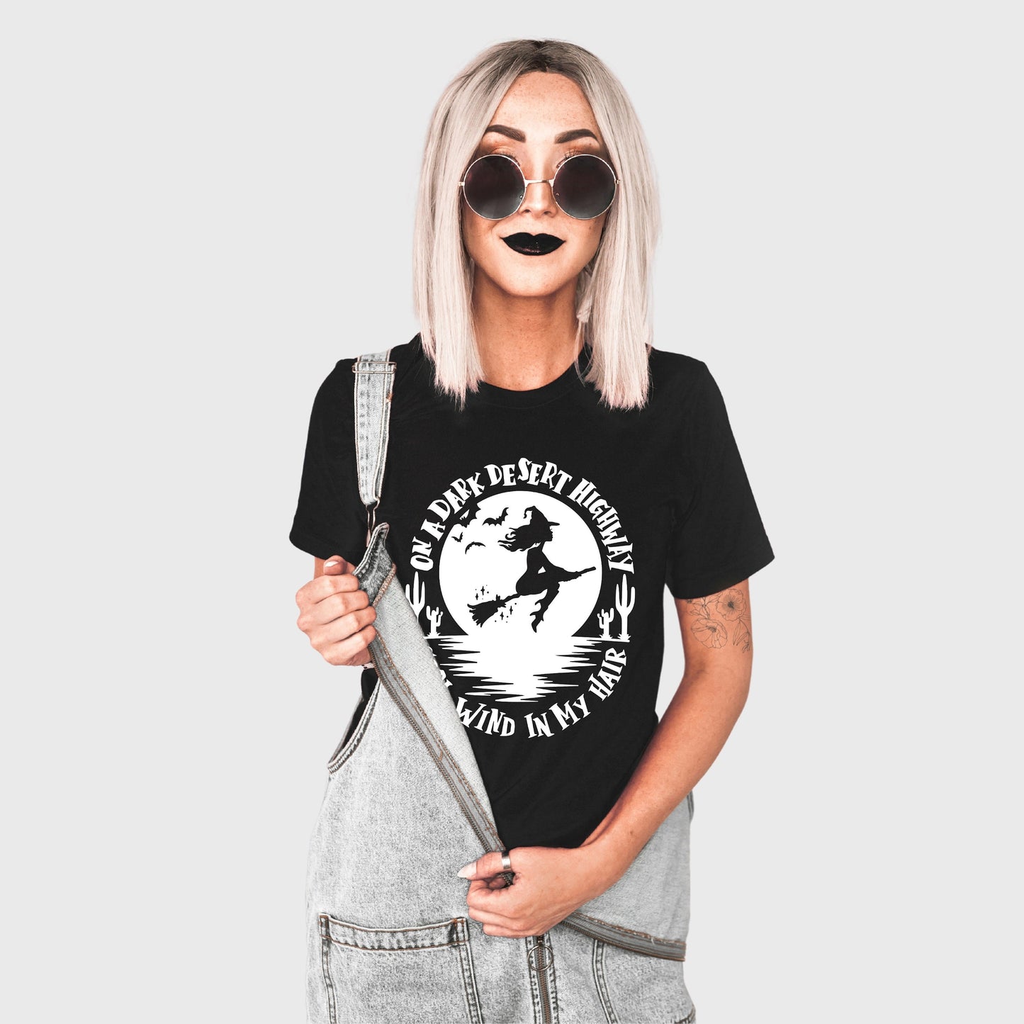 On A Dark Dessert Highway Shirt | White Design | Halloween Shirts for Women