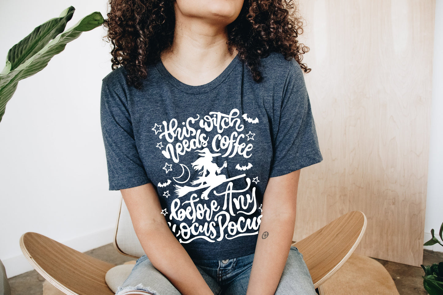 This Witch Needs Coffee | White Font | Halloween Shirt for Women