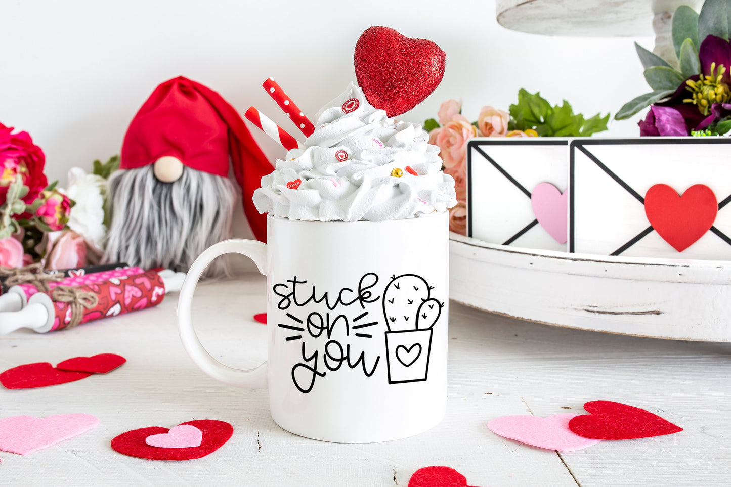 Stuck on You - Valentine's Coffee Mug - Plant Lover Gift