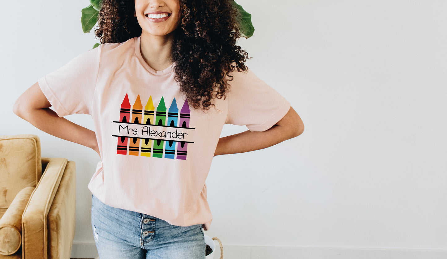 Personalized Teacher Shirt - Crayon Box Shirt