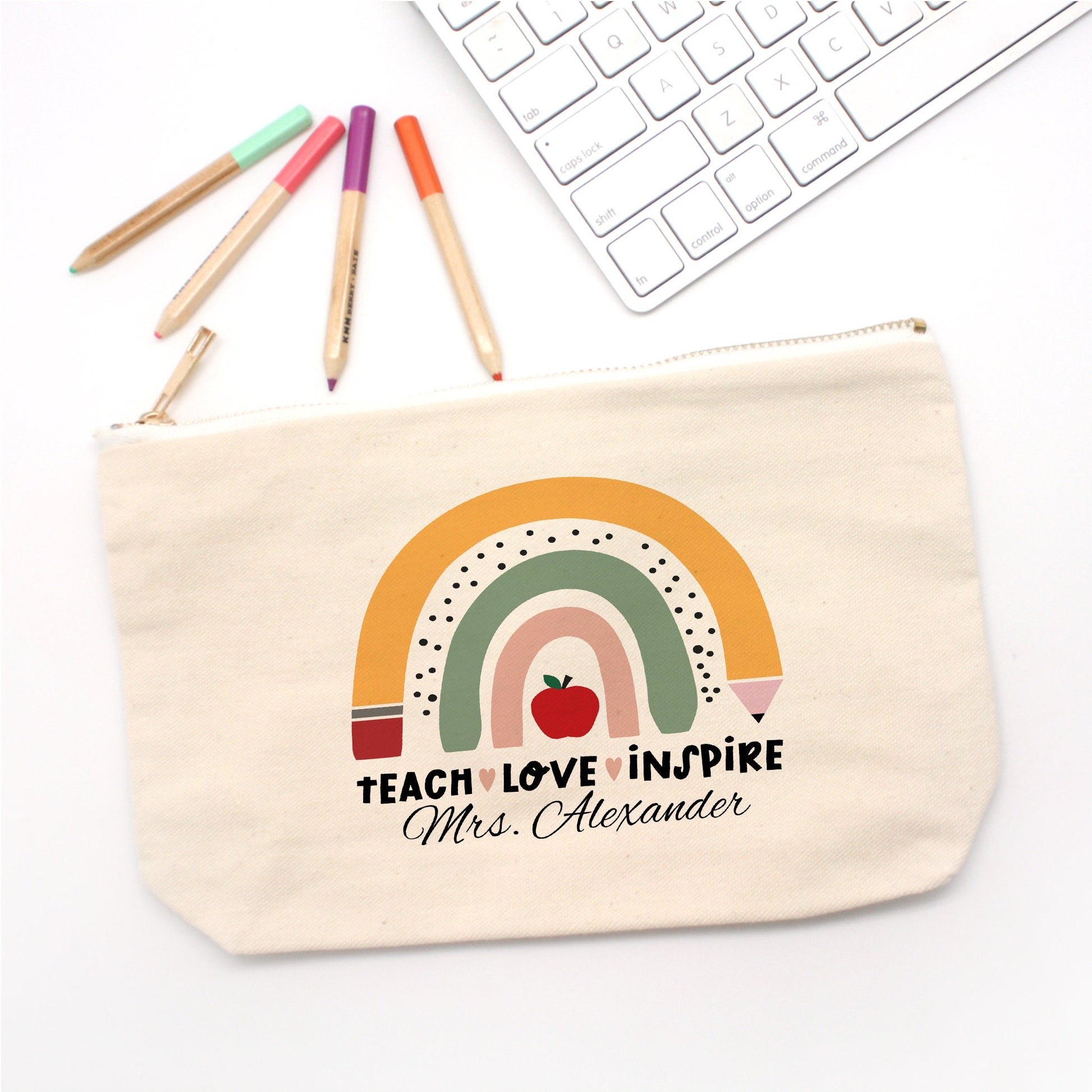 Teacher Pencil Pouch, Makeup Bag, Teacher Gifts Personalized