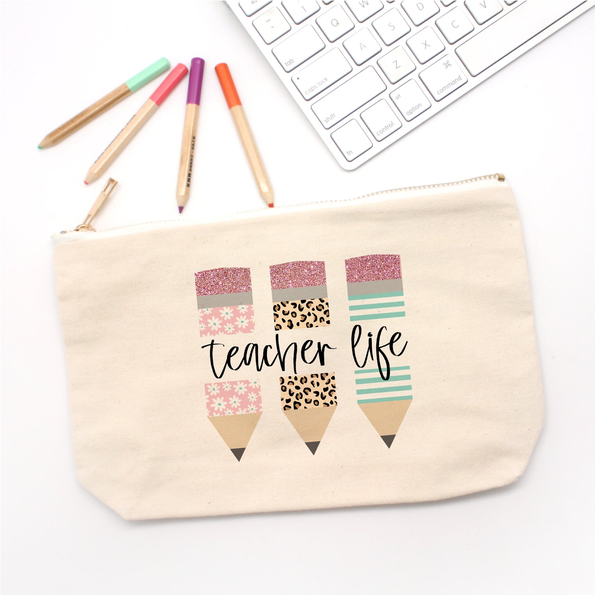 Pencil Bag for Teachers - Canvas Penicil Bag - Teacher Life Pencil Bag - Teacher Gift - End of Year Gift for Teacher - Teacher Appreciation