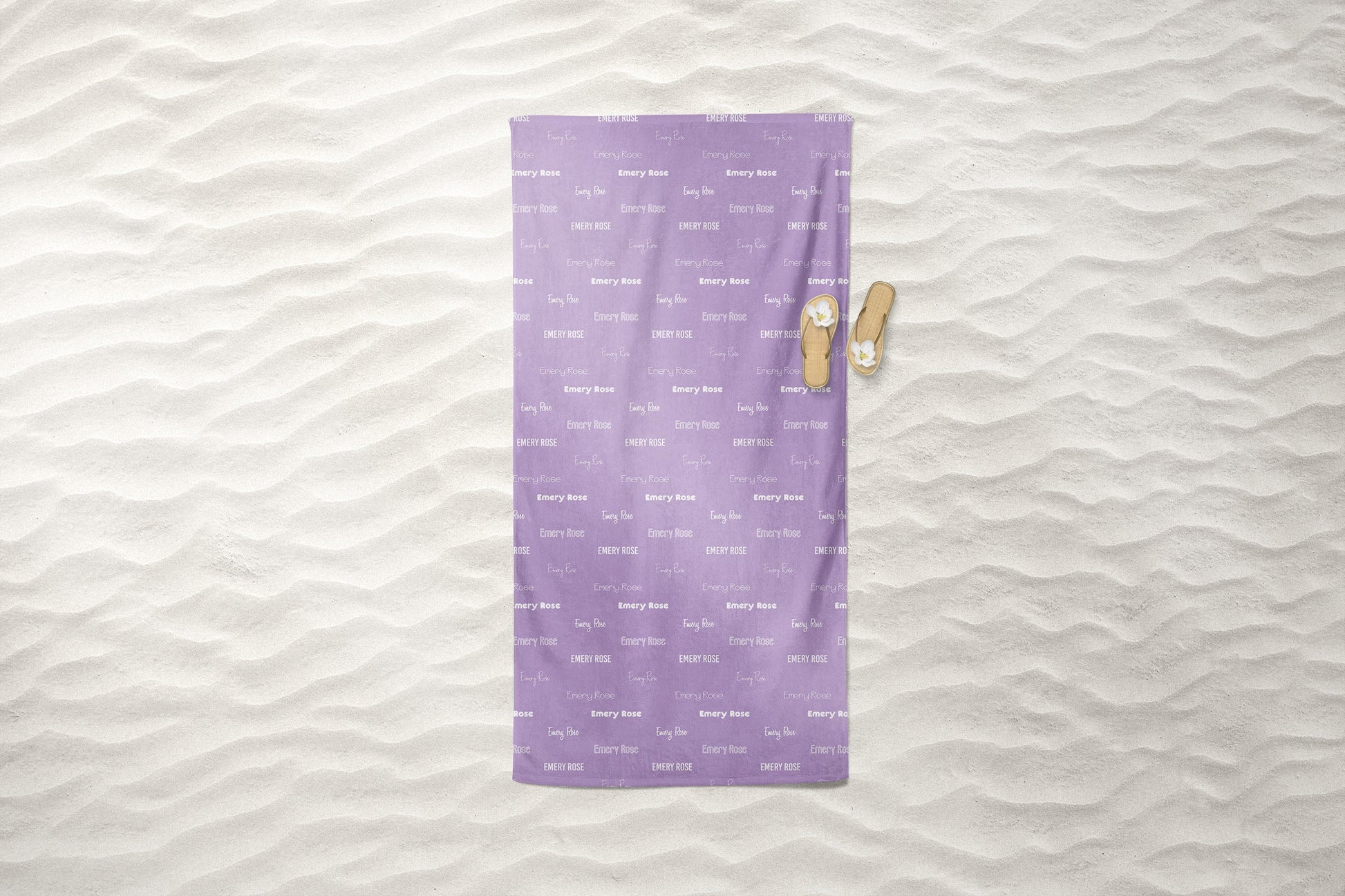 Repeating Name Personalized Beach Towel Purple Custom Pool Towel Personalized Name Birthday Party Favor Pool Party Vacation Birthday Gift