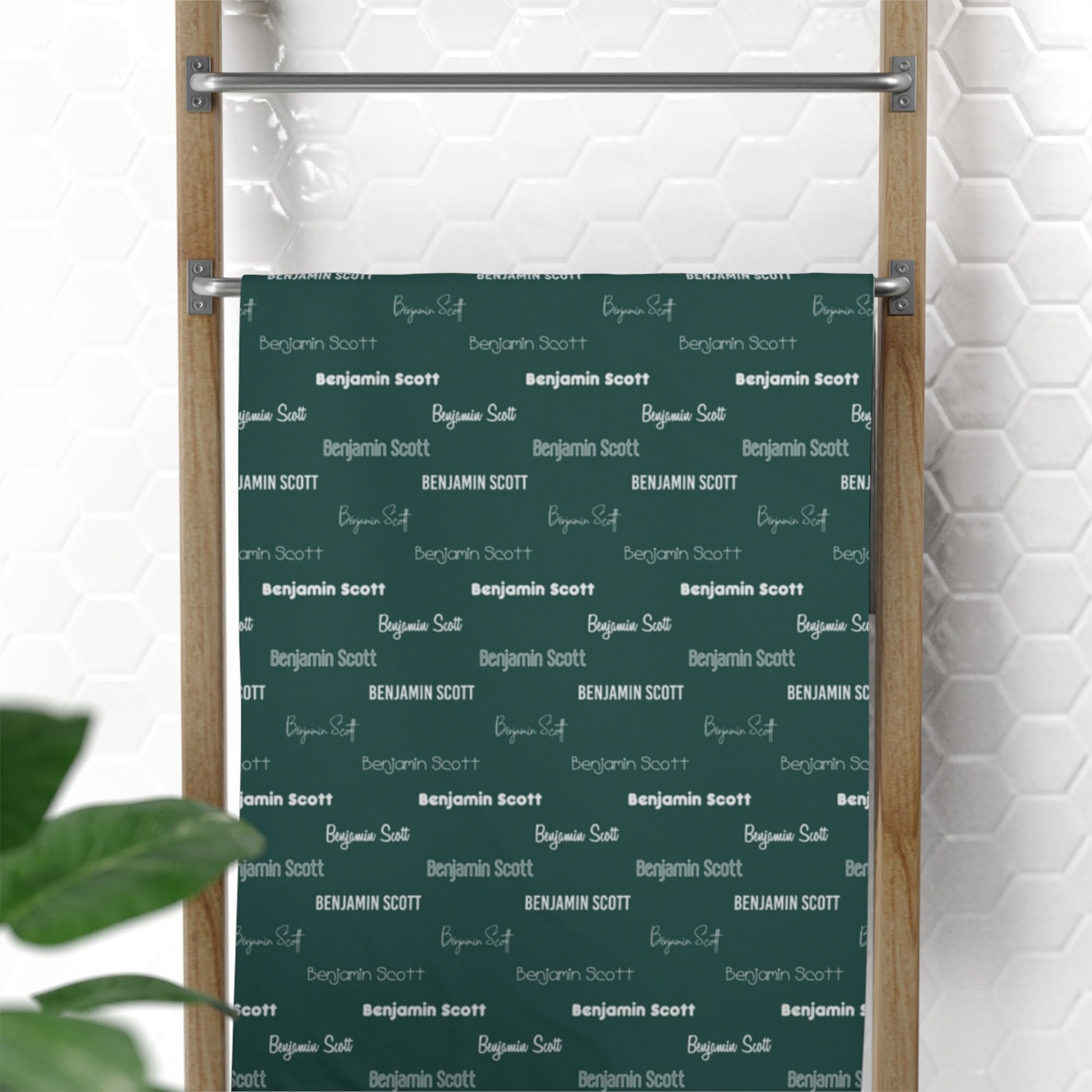 Repeating Name Personalized Beach Towel Forest Custom Pool Towel Personalized Name Birthday Party Favor Pool Party Vacation Birthday Gift