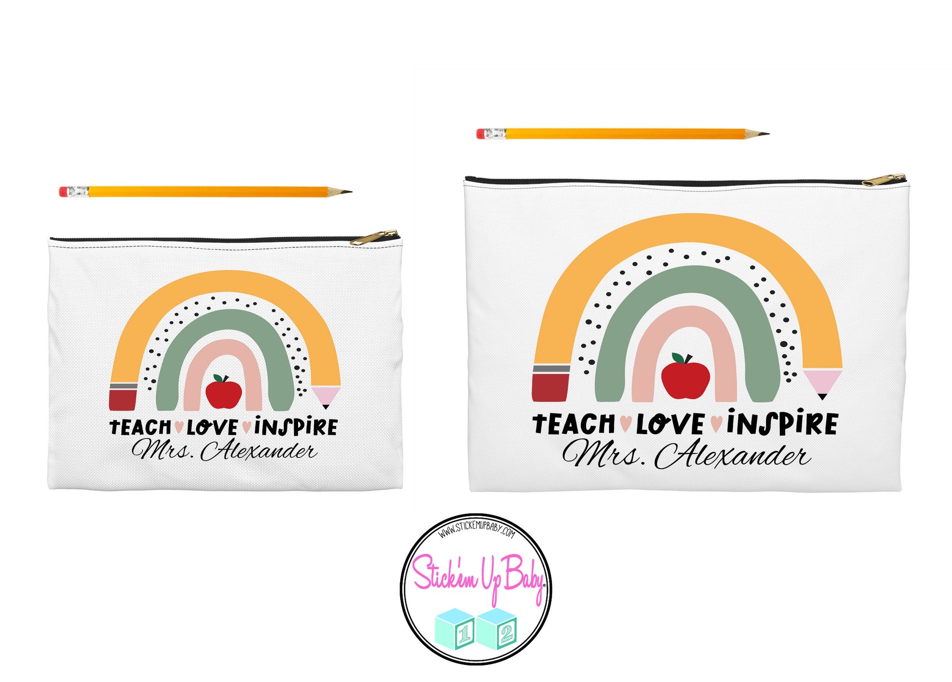 Personalized Teacher Pencil Bag - Canvas Penicil Bag - Personalized Pencil Bag - Teacher Gift - Personalized Gift for Teachers - Teach Love
