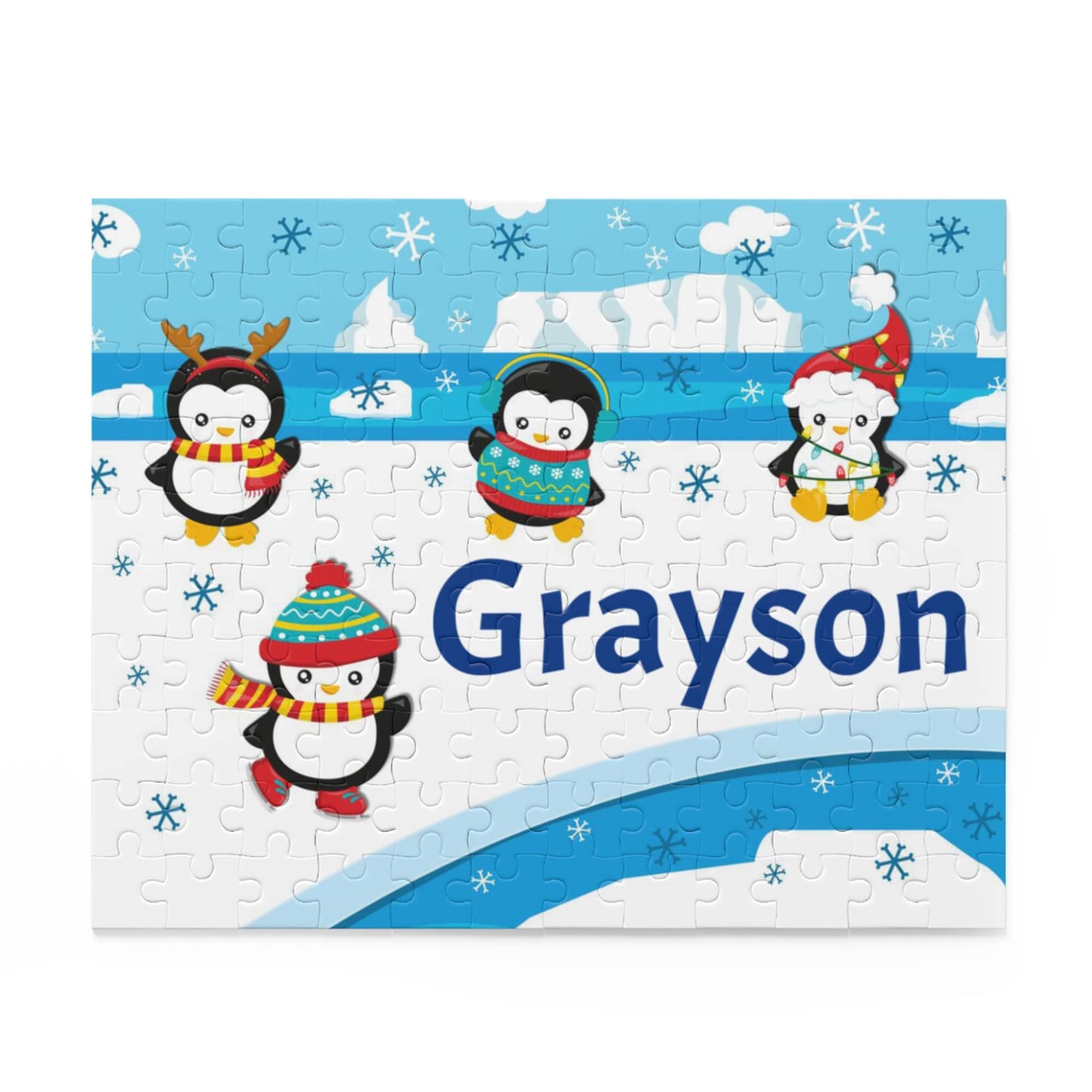 Personalized Gift for Kids, Personalized Christmas Puzzle, Penguin Puzzle, Holiday Gift for Kids, Stocking Stuffers, Kid Present