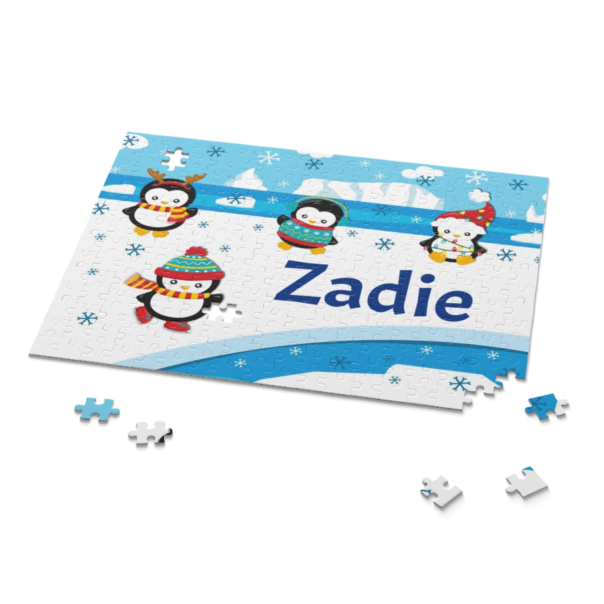 Personalized Gift for Kids, Personalized Christmas Puzzle, Penguin Puzzle, Holiday Gift for Kids, Stocking Stuffers, Kid Present