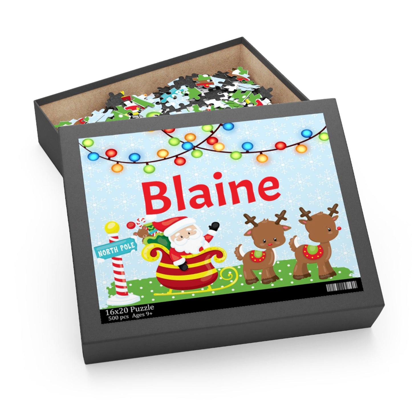 Personalized Gift for Kids, Personalized Christmas Puzzle, Santa's Sleigh Puzzle, Holiday Gift for Kids, Stocking Stuffers, Kid Gift