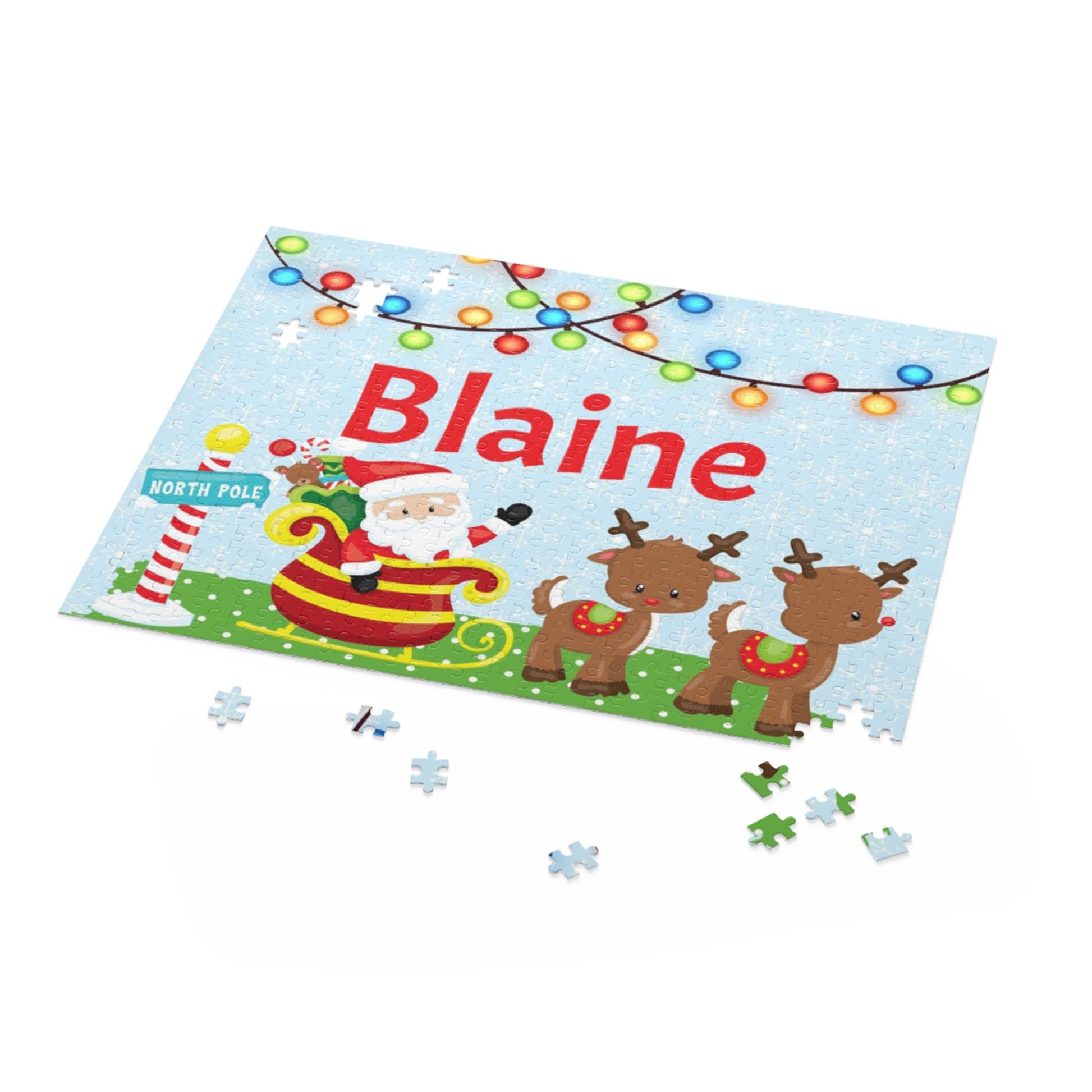 Personalized Gift for Kids, Personalized Christmas Puzzle, Santa's Sleigh Puzzle, Holiday Gift for Kids, Stocking Stuffers, Kid Gift
