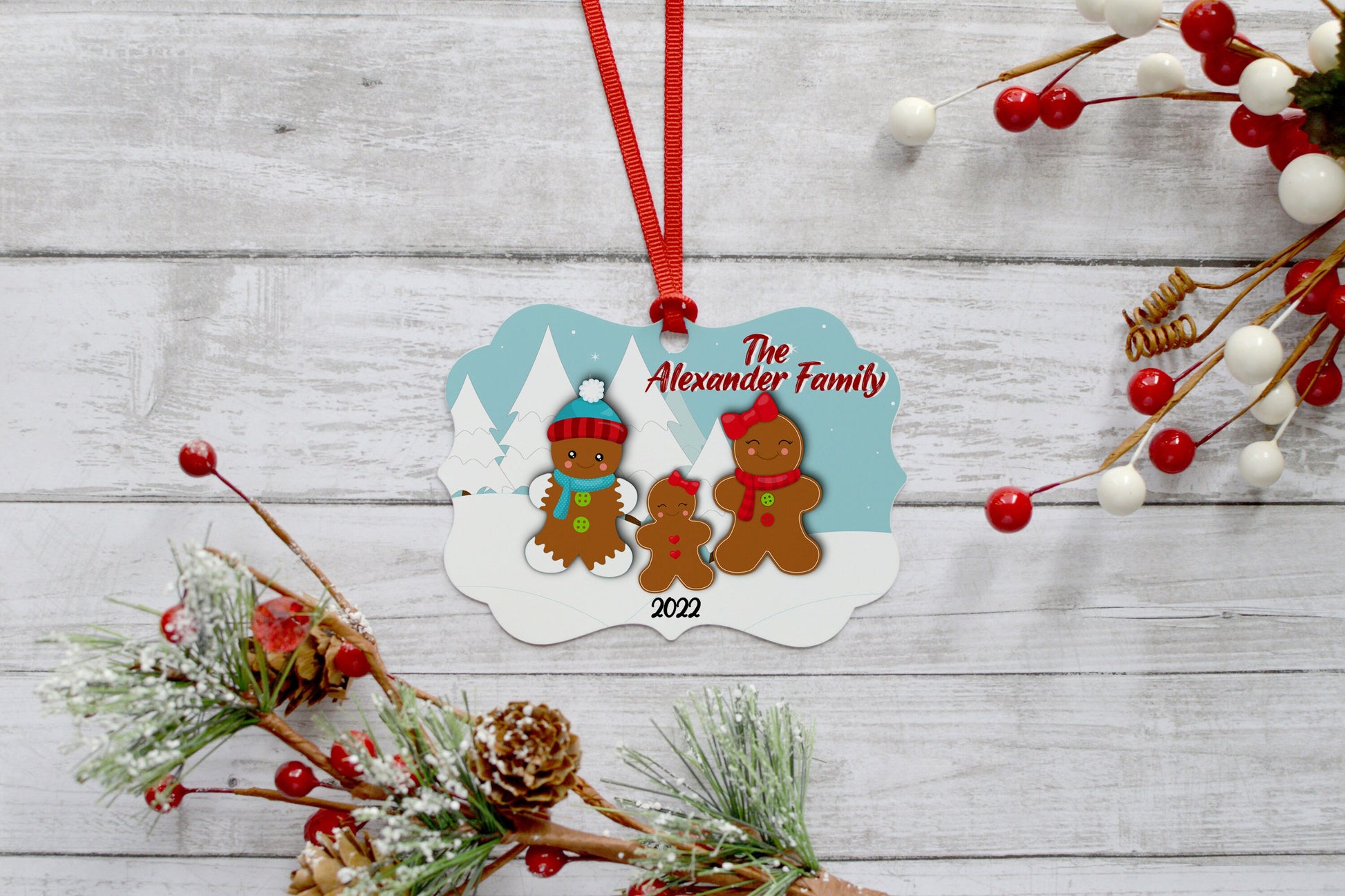 Family Ornament 2022 | Personalized Family Ornament | Gingerbread Family Ornament | Gift for Mom | Gift for Grandma | Personalized Ornament
