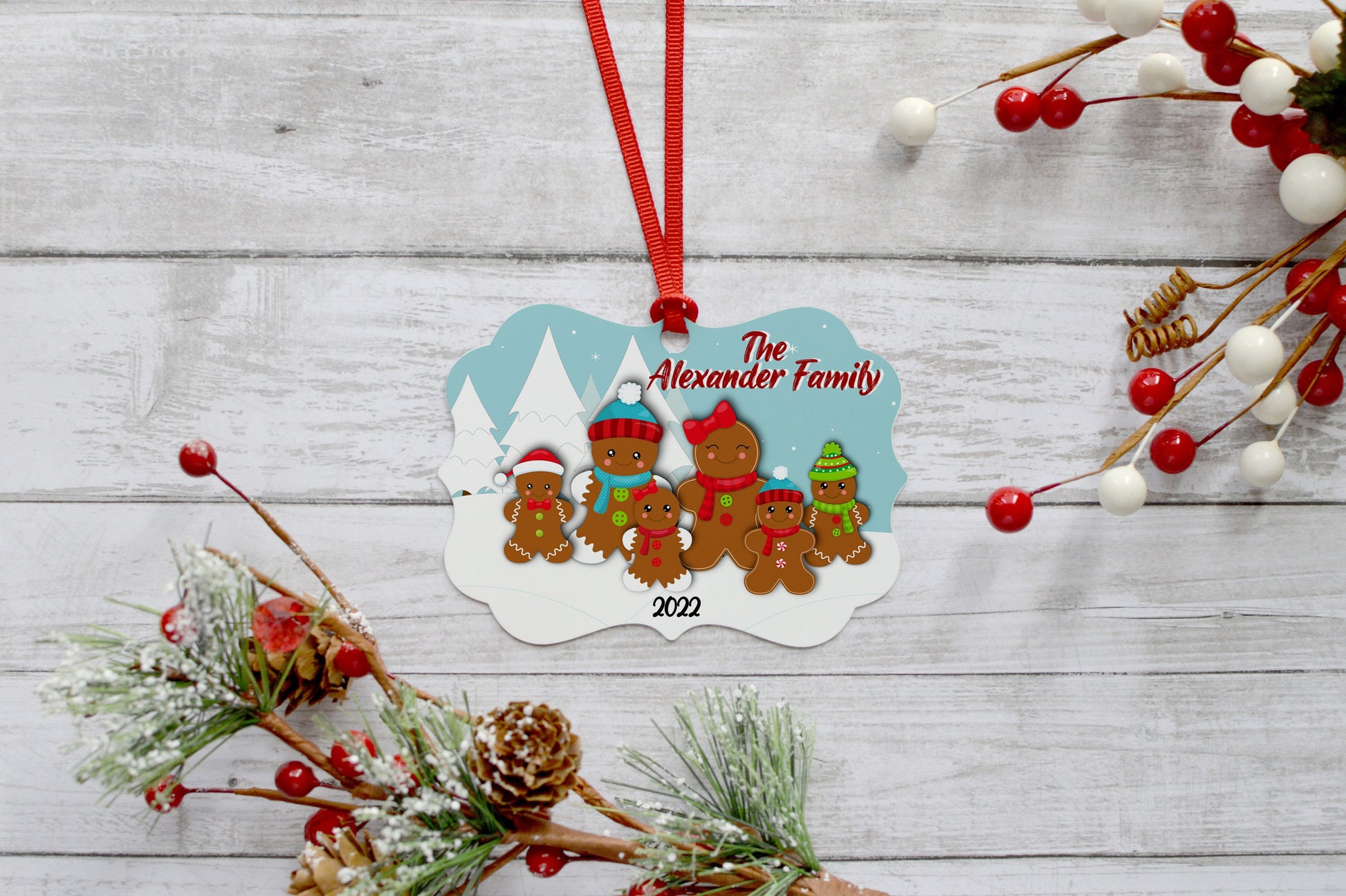 Family Ornament 2022 | Personalized Family Ornament | Gingerbread Family Ornament | Gift for Mom | Gift for Grandma | Personalized Ornament