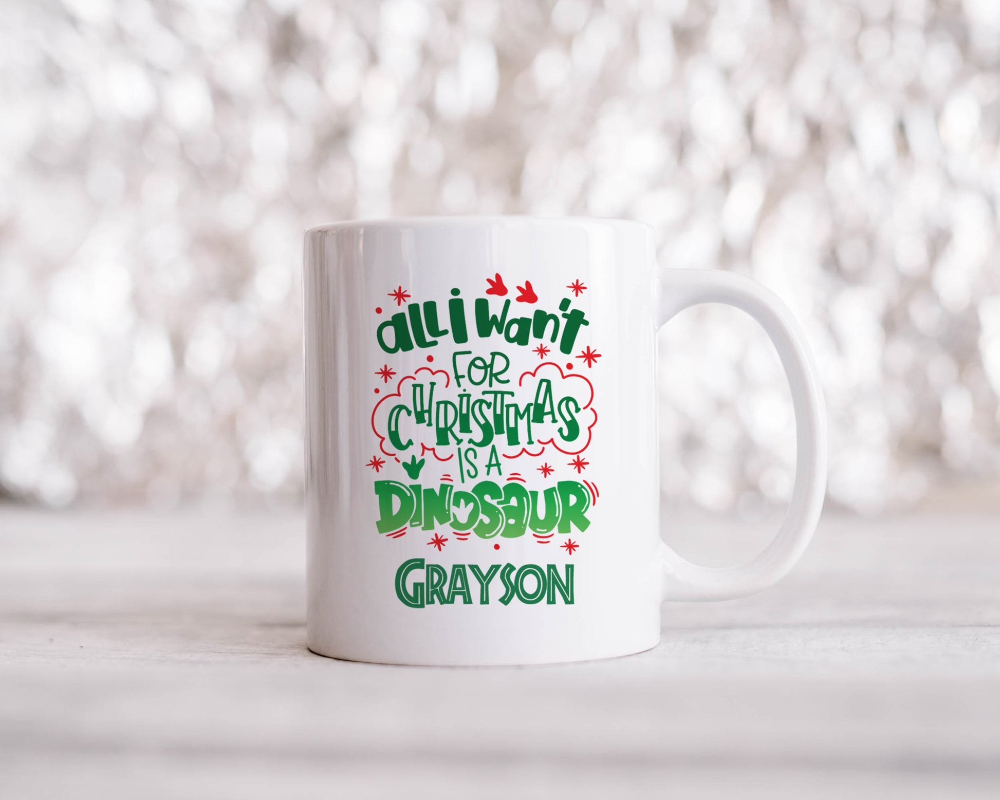 Kids Mug - Dinosaur Mug - Christmas Mug for Kids - Kids Cup - Personalized Mug - Hot Chocolate Mug for Kids - Personalized Gift - Hot Cocoa