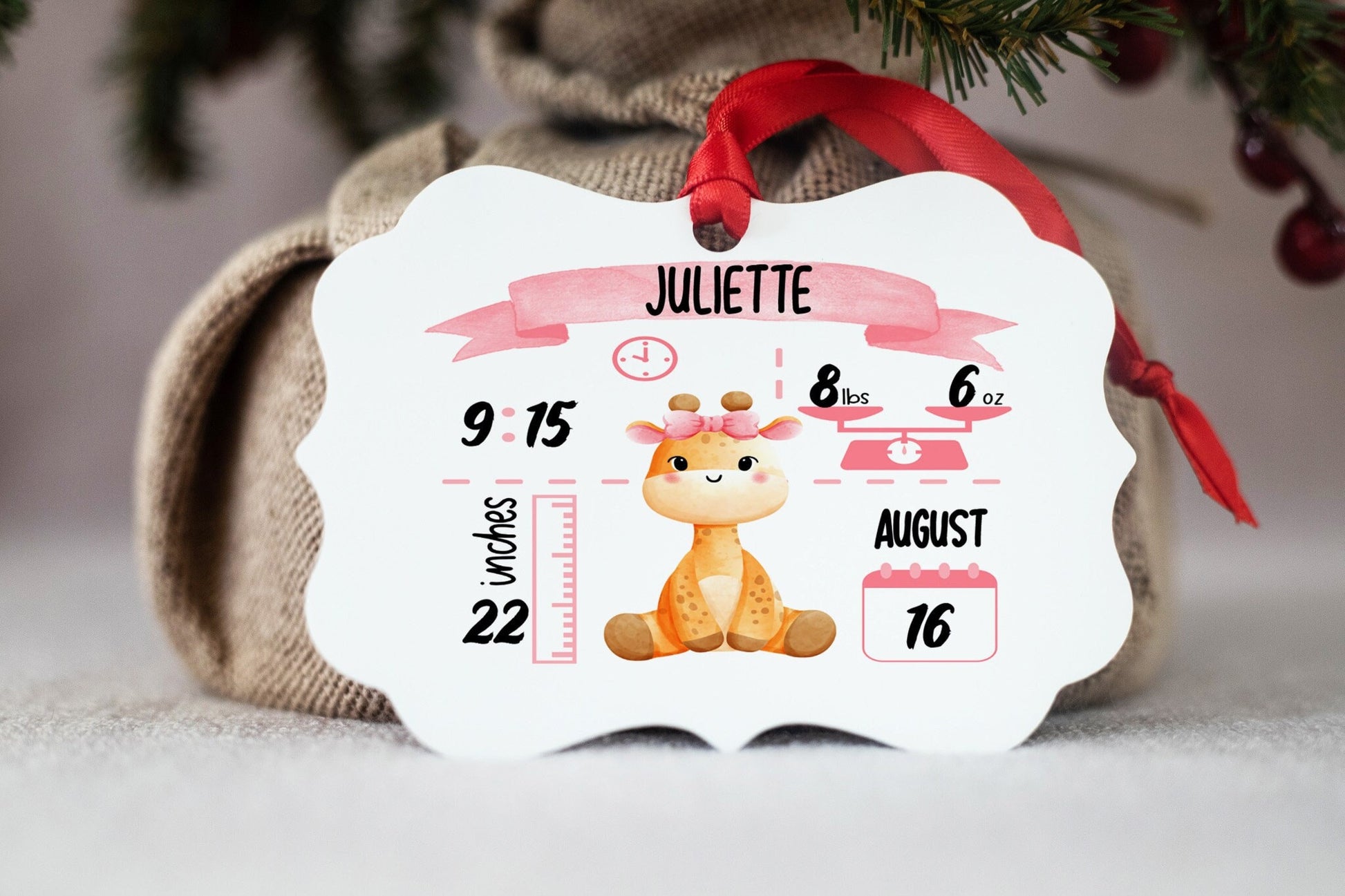 Baby's First Christmas Ornament 2022, Baby Gift, Baby Birth Stat Ornament, Baby Ornament, Christmas Decor, Personalized Baby Christmas Gift