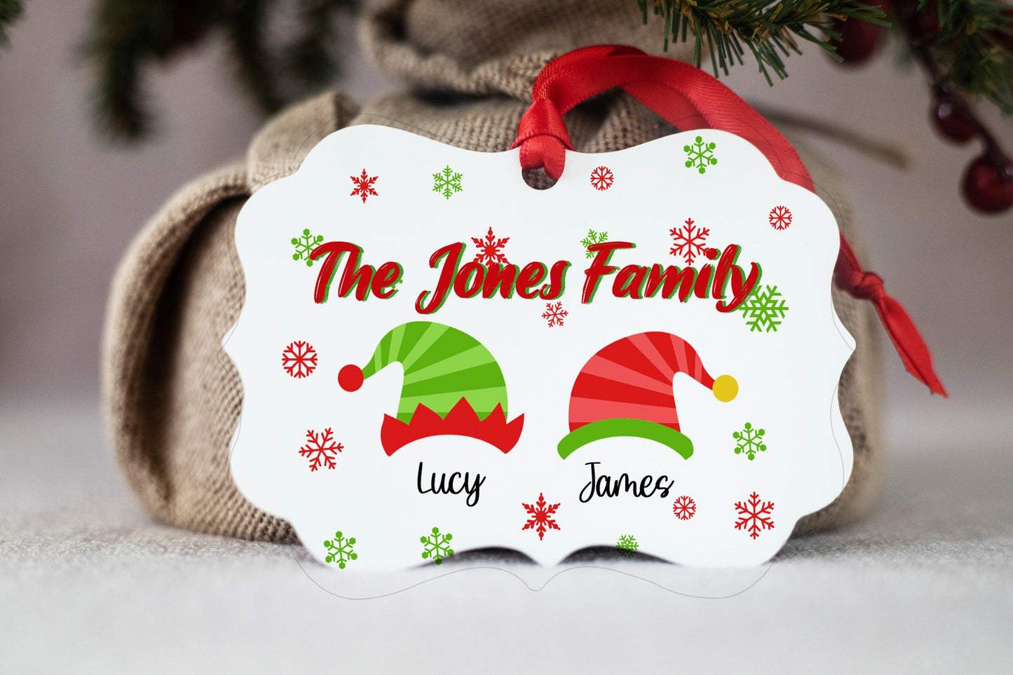 Family Ornament 2022 | Personalized Family Ornament | Elf Ornament | Gift for Mom | Gift for Grandma | Personalized Ornament | Elf Family