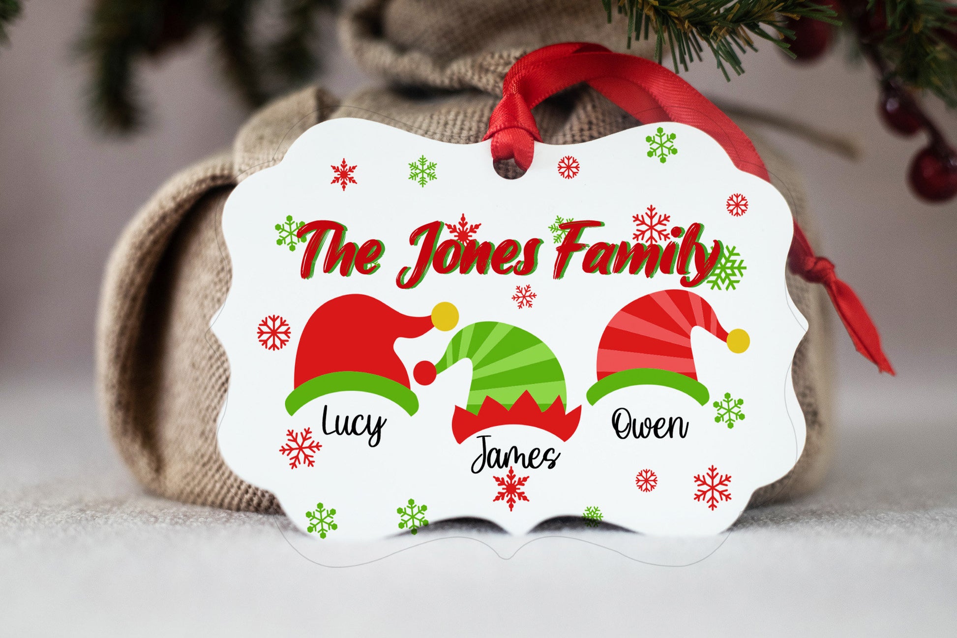Family Ornament 2022 | Personalized Family Ornament | Elf Ornament | Gift for Mom | Gift for Grandma | Personalized Ornament | Elf Family