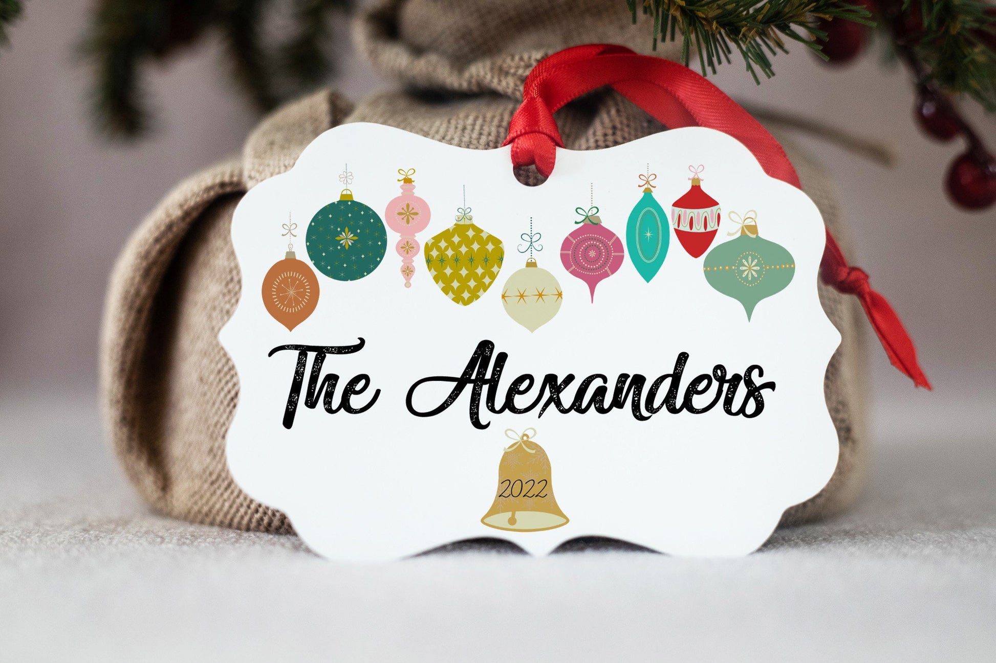 Family Ornament 2022 | Personalized Family Ornament | Vintage Ornament | Gift for Mom | Gift for Grandma | Personalized Ornament | Modern